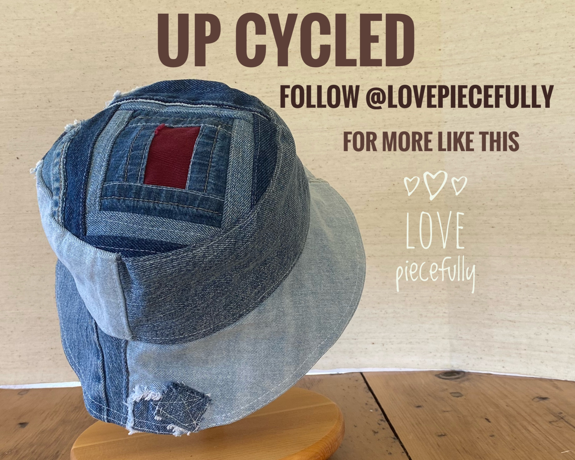 Patchwork Denim Bucket Hat Recycled Jeans Upcycled 