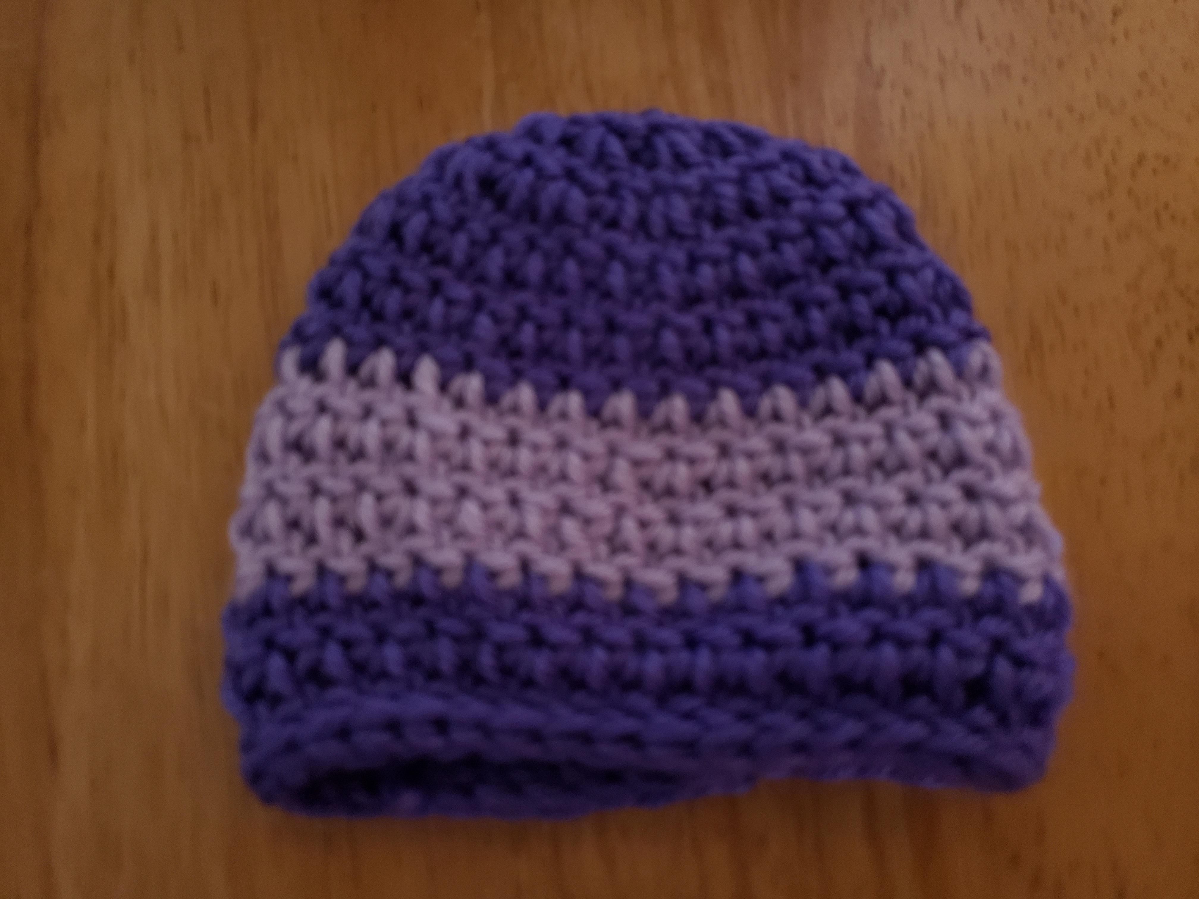 Clothing & Accessories :: Hats :: Winter Hats :: Kids Crochet Hat - Dk  Purple & Lavender Stripe