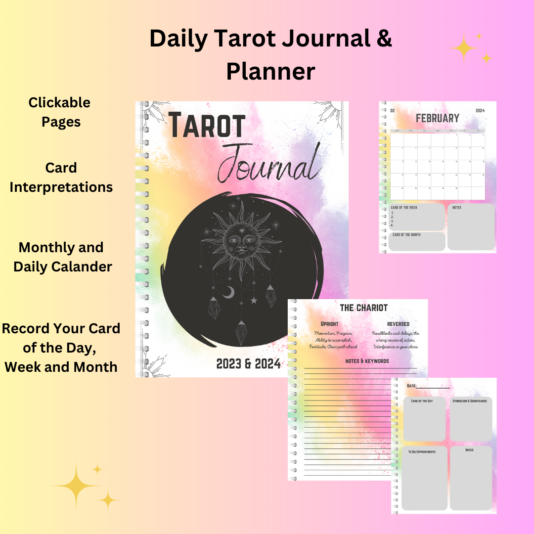 Tarot Journal Digital, Tarot Planner Workbook, Daily Card Reading