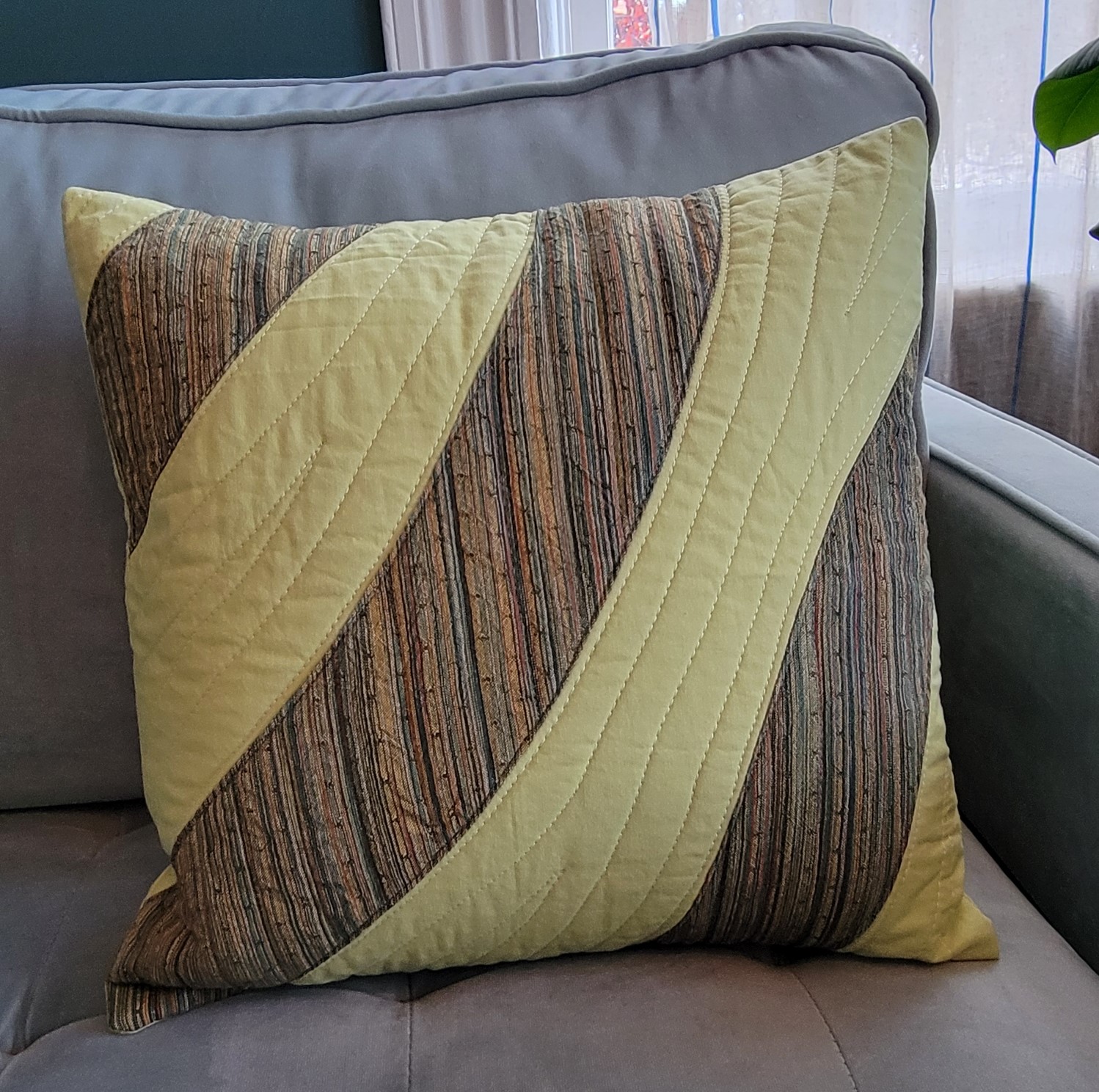 Green Outdoor Pillow Insert Included Light Green Striped 