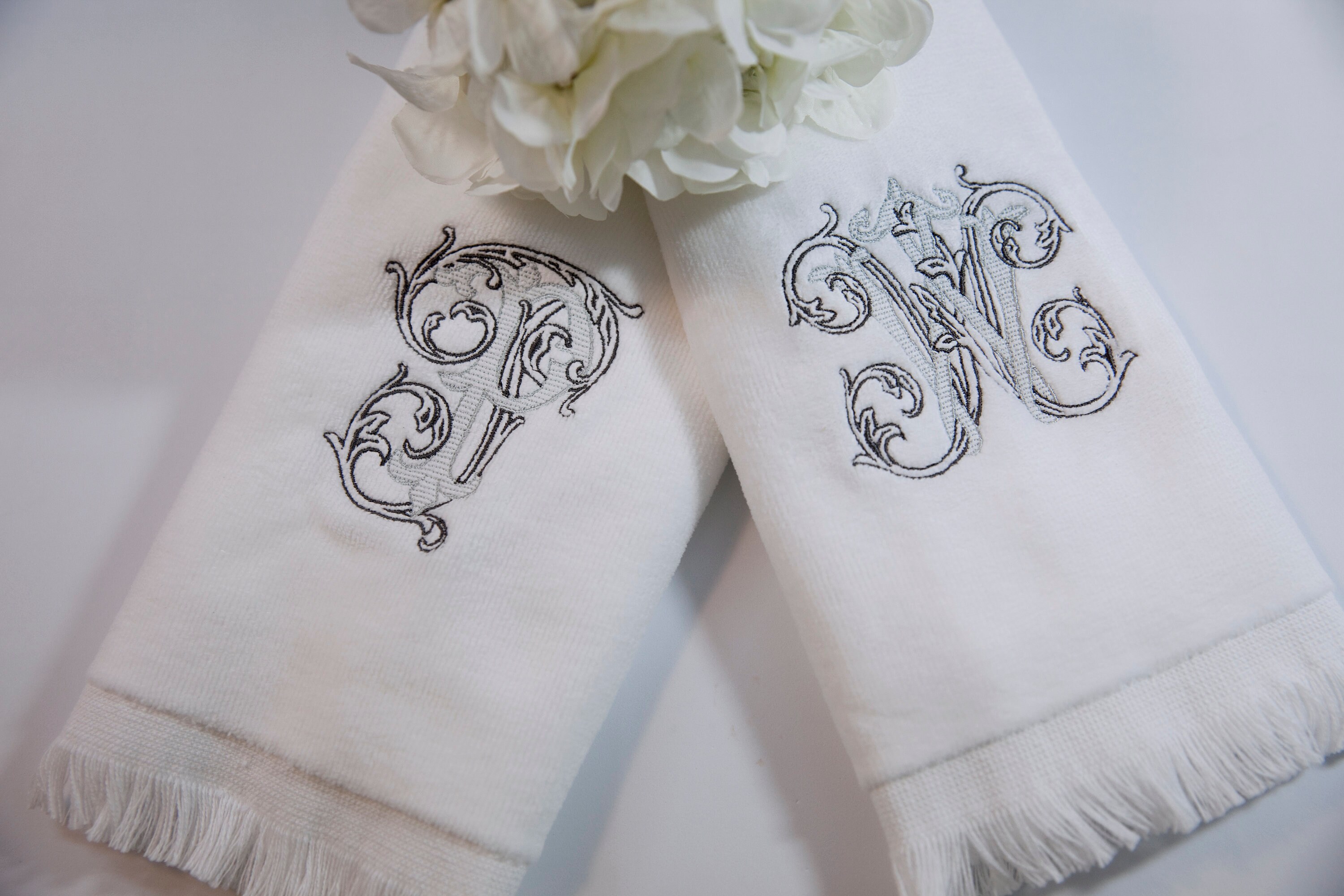 Monogrammed fingertip online towels