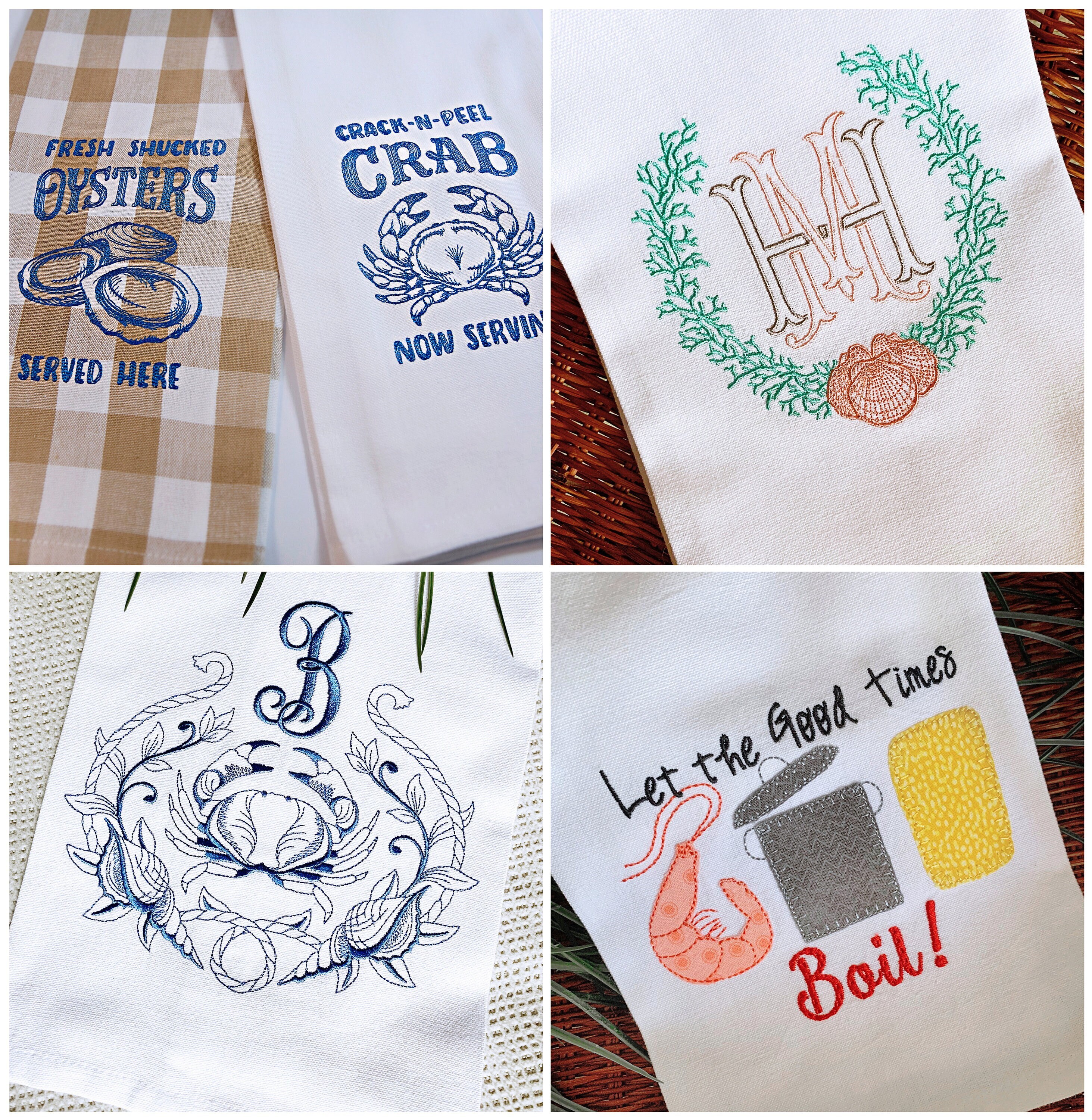 Personalized Kitchen Towels - Cotton- Embroidered - Choose your Colors -  Dish Towels - Custom Towel Design - Your Design Here