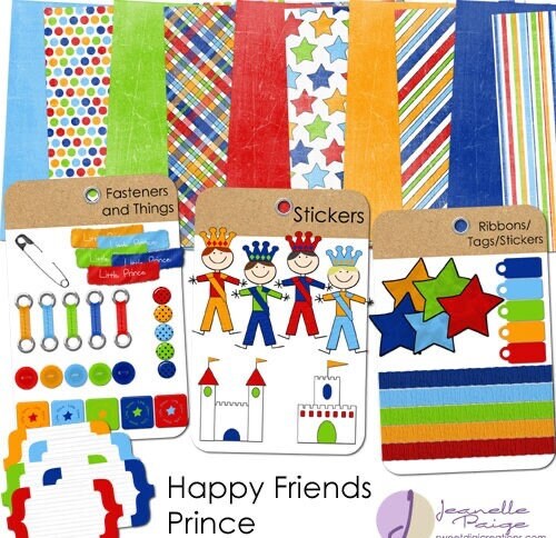 Products :: Happy Friends Prince Digital Scrapbooking Kit Digital  Scrapbooking Download Scrapbook Kits Boys digital Journaling