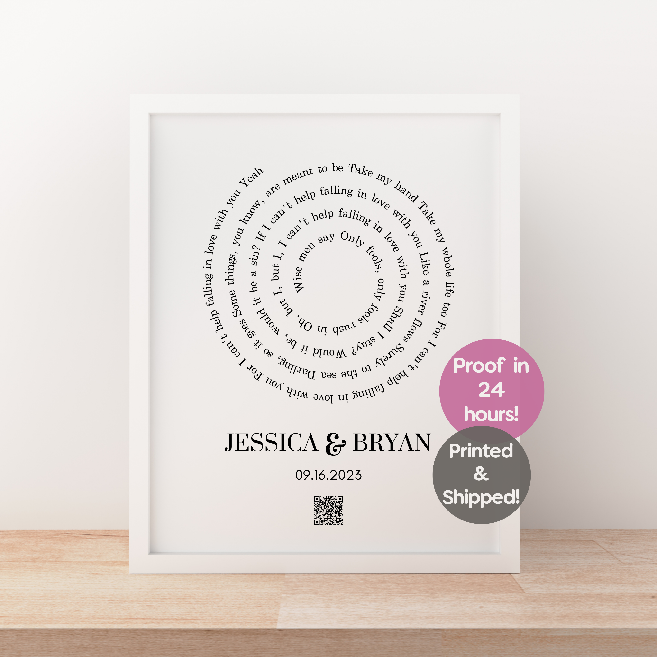 Song Lyrics Wall Art With QR Code Gift for Husband Christmas 