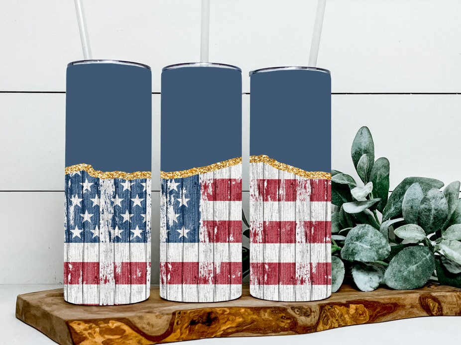 American Flag 20 Oz Tumbler with Straw and Lid. FREE SHIPPING. Stainless  Steel. Sublimation Tumbler Cups.