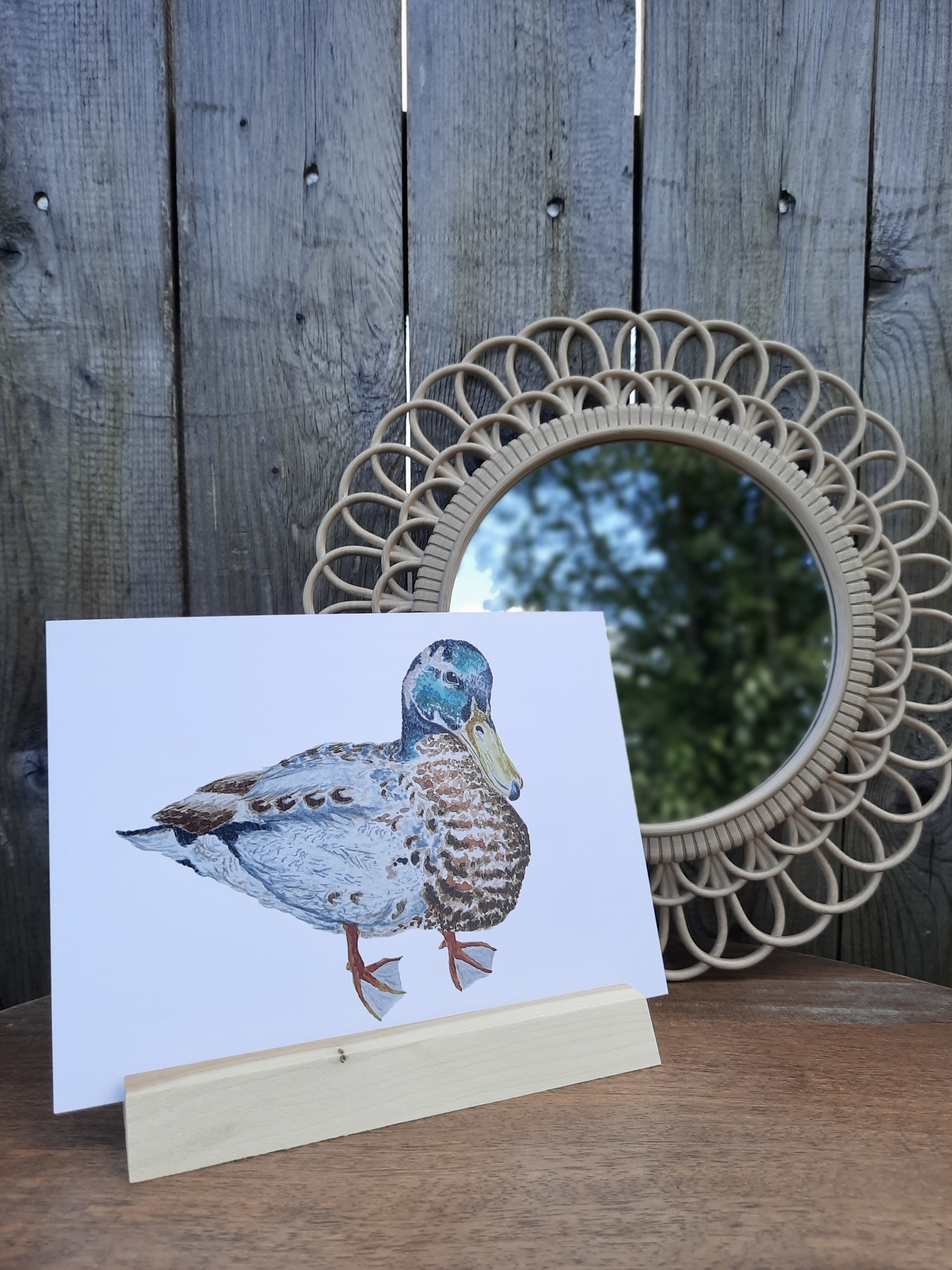 Fine Art & Collectibles :: Art Prints :: Duck Eco Art Print with Wooden  Stand, 100% PCW Recycled Card Stock, 5” x 7”