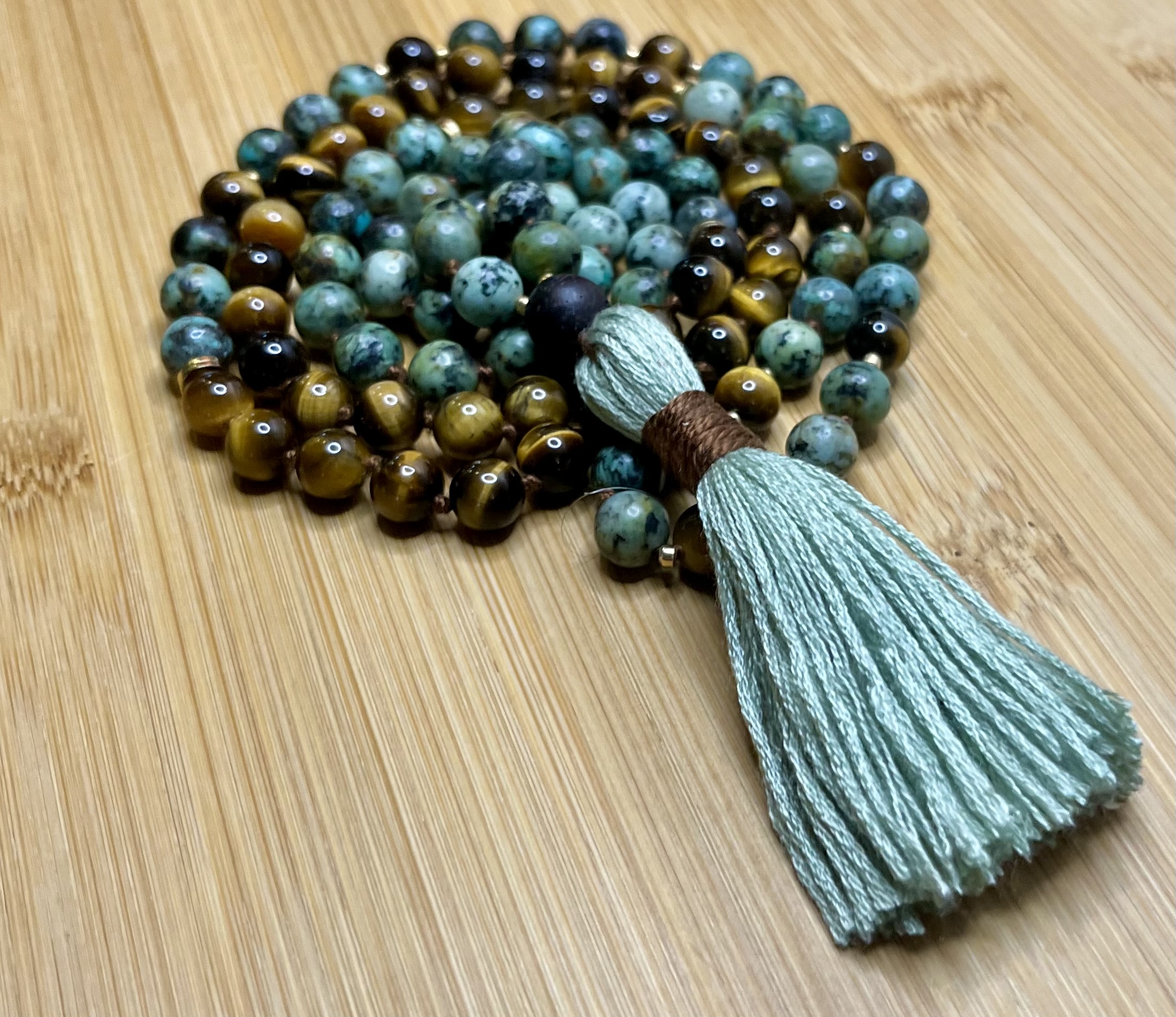 Mala Bracelet  8mm Beads, Guru Bead, Durable Nylon Cord