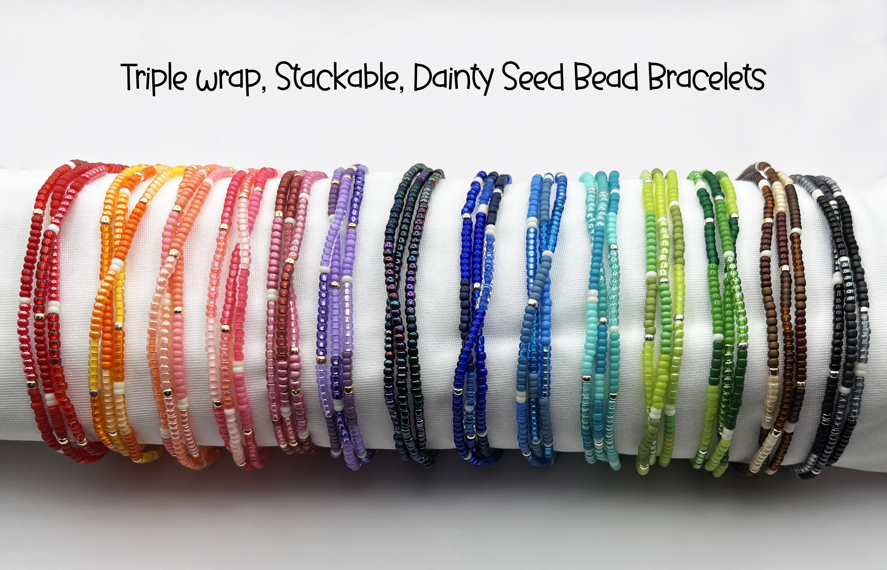 Jewelry :: Bracelets :: Beaded Bracelets :: Triple Wrap Seed Bead Bracelets