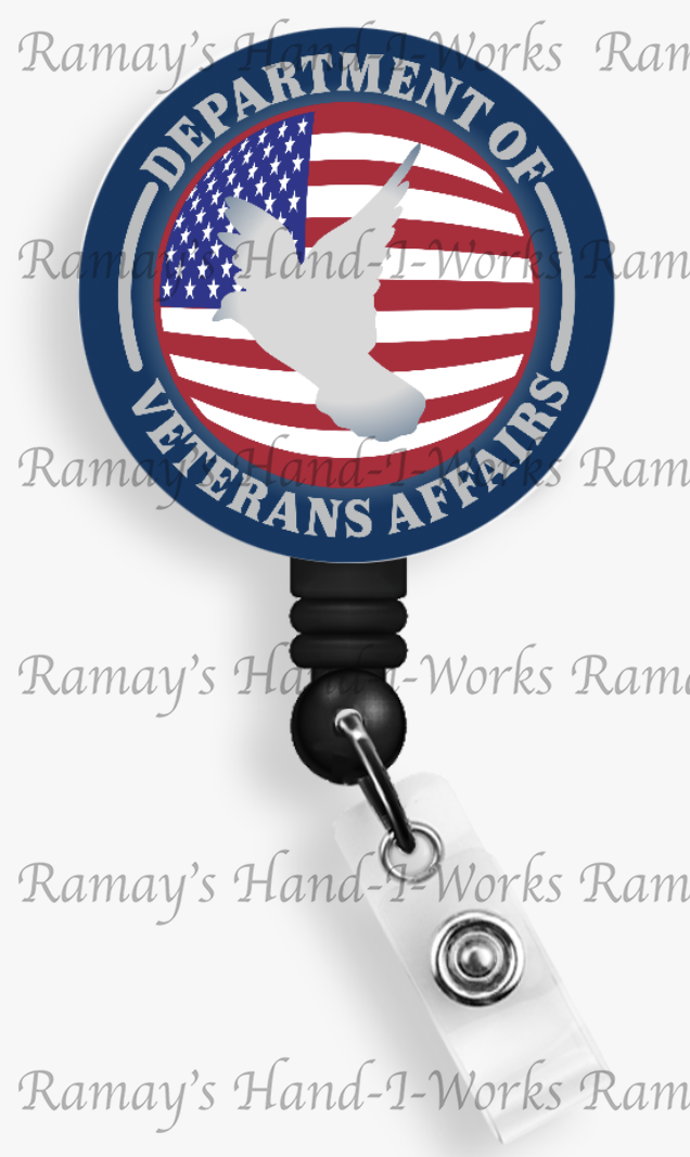 Veterans Affairs Logo Retractable Badge Reel ID Holder (Alligator Clip)