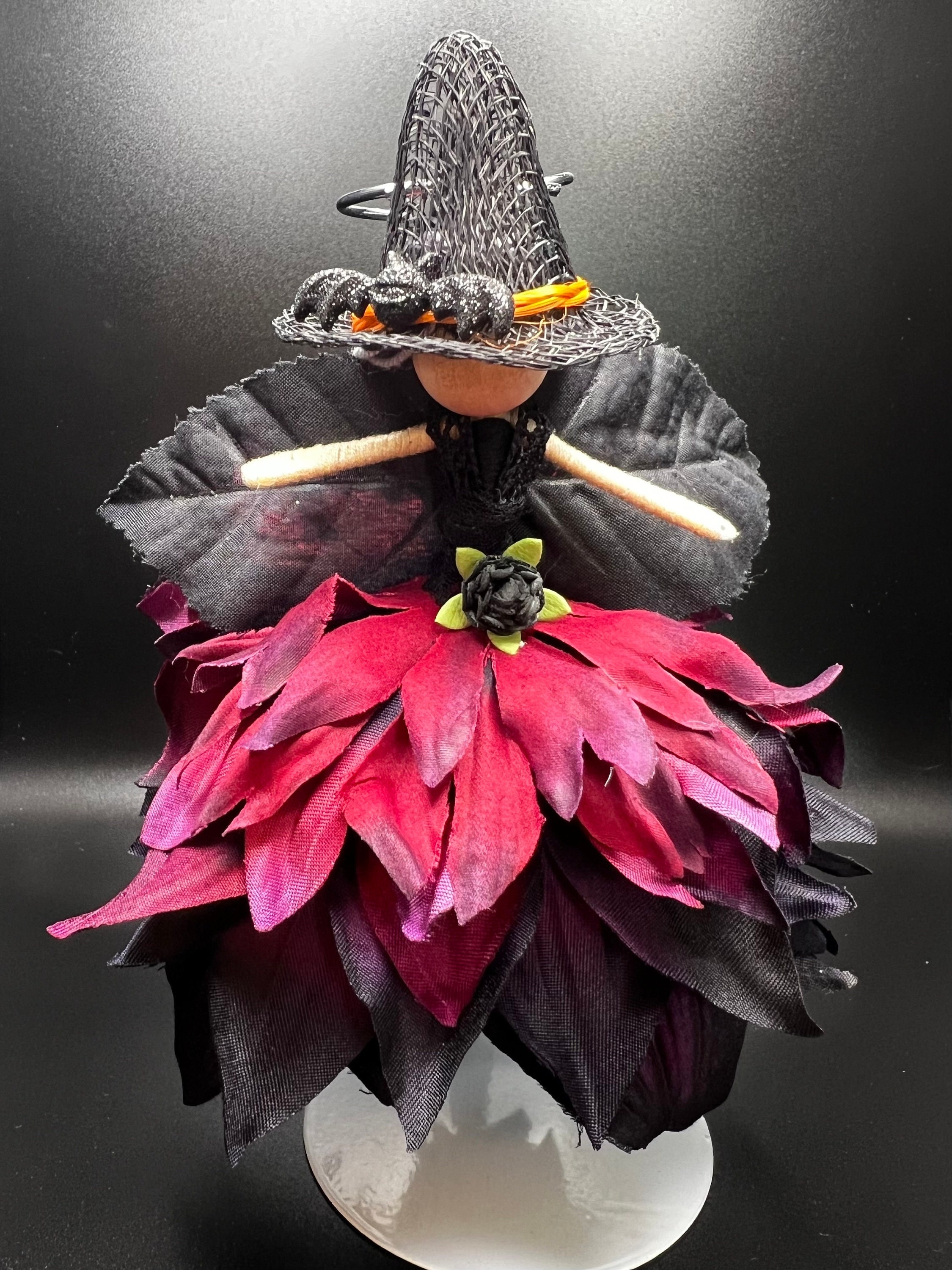 Home & Living :: Home Decor :: Ornaments :: Handmade Witch Flower Fairy Doll  - Magical Home Decor Gift for Fairy and Halloween Lovers - Lilith Nightbloom