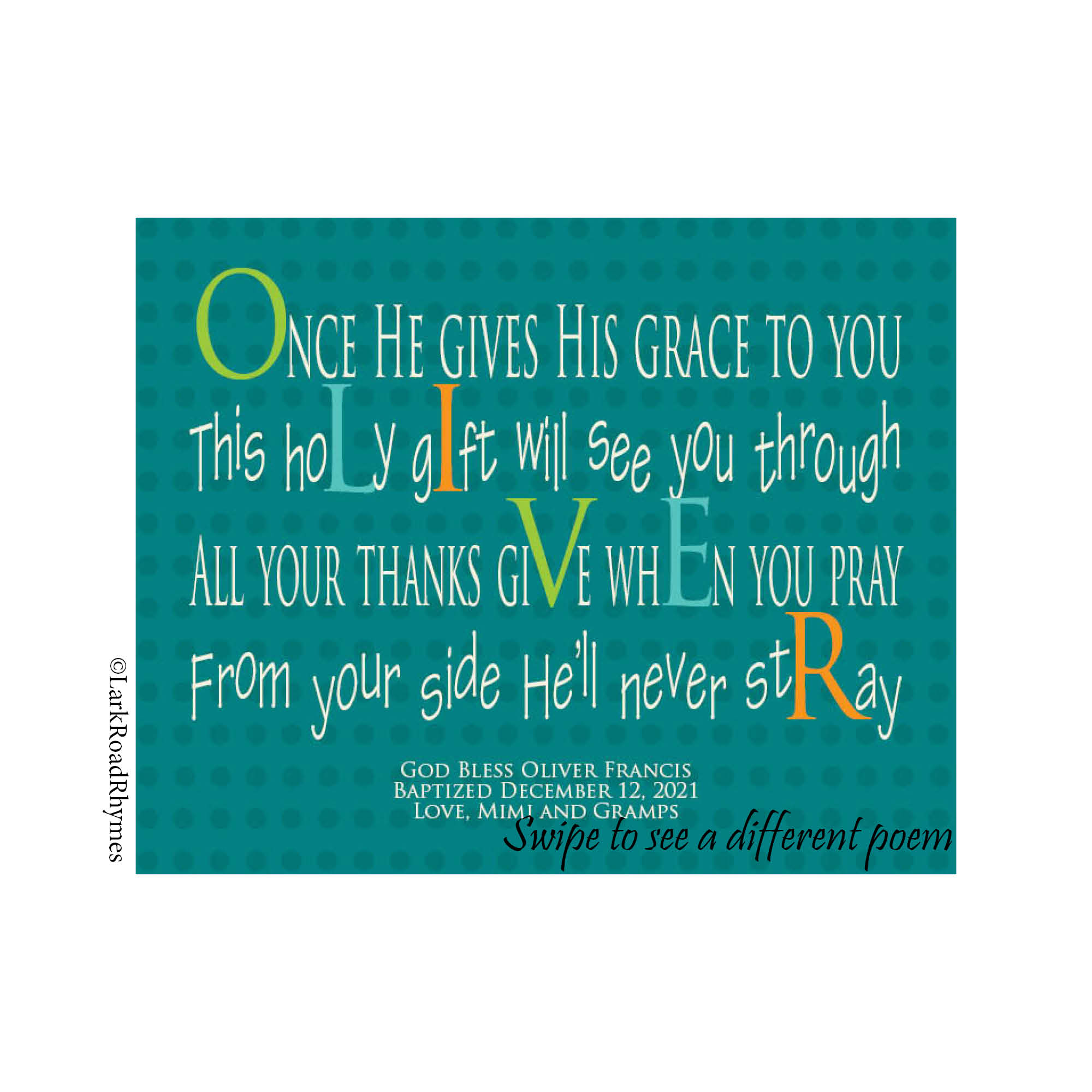 Wedding & Celebrations :: Religious Celebrations :: Special Baptism Gift For Boy, 8x10 Christening Name Art Poem, Printable Godson Present From Godmother, Meaningful Message For Nephew, Oliver wedding-celebrations-religious-celebrations-special-baptism-gift-for-boy-8x10-christening-name-art-poem-printable-godson-present-from-godmother-meaningful-message-for-nephew-oliver
