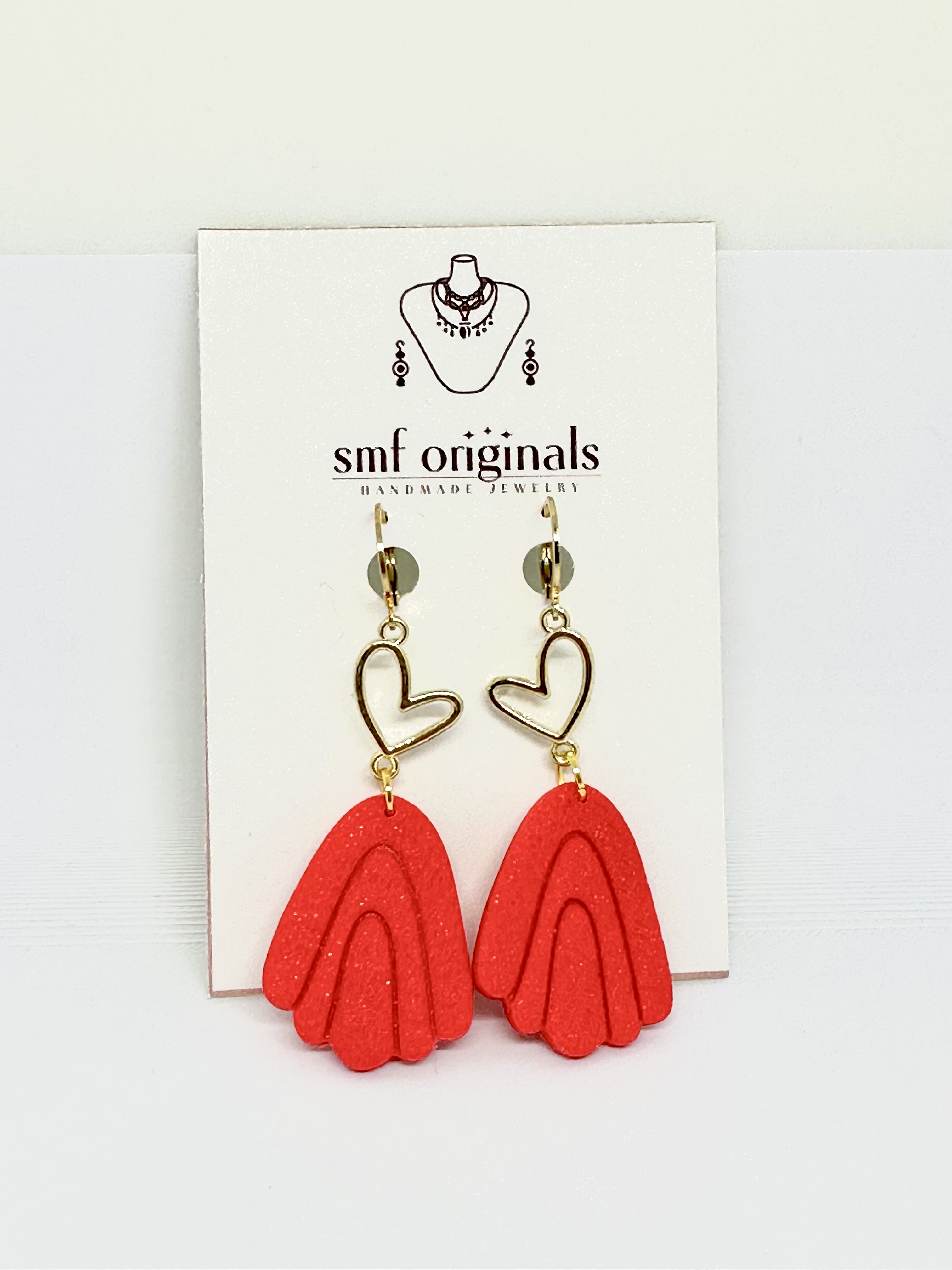 Gold Heart Red Dangles