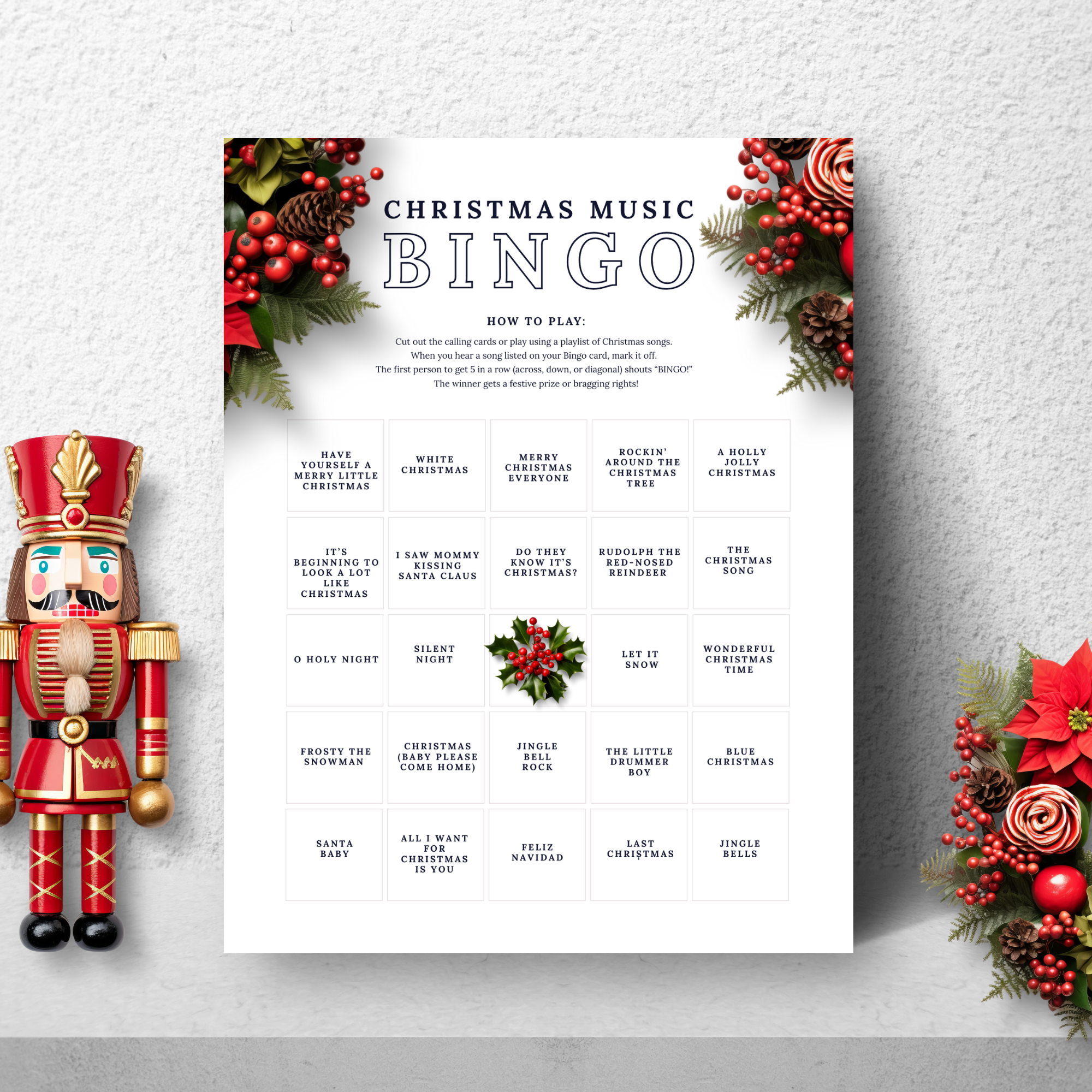 Handmade Supplies :: Digital Files & Templates :: Design Patterns & Templates :: Office Christmas Music Bingo - Printable PDF handmade-supplies-digital-files-templates-design-patterns-templates-office-christmas-music-bingo-printable-pdf