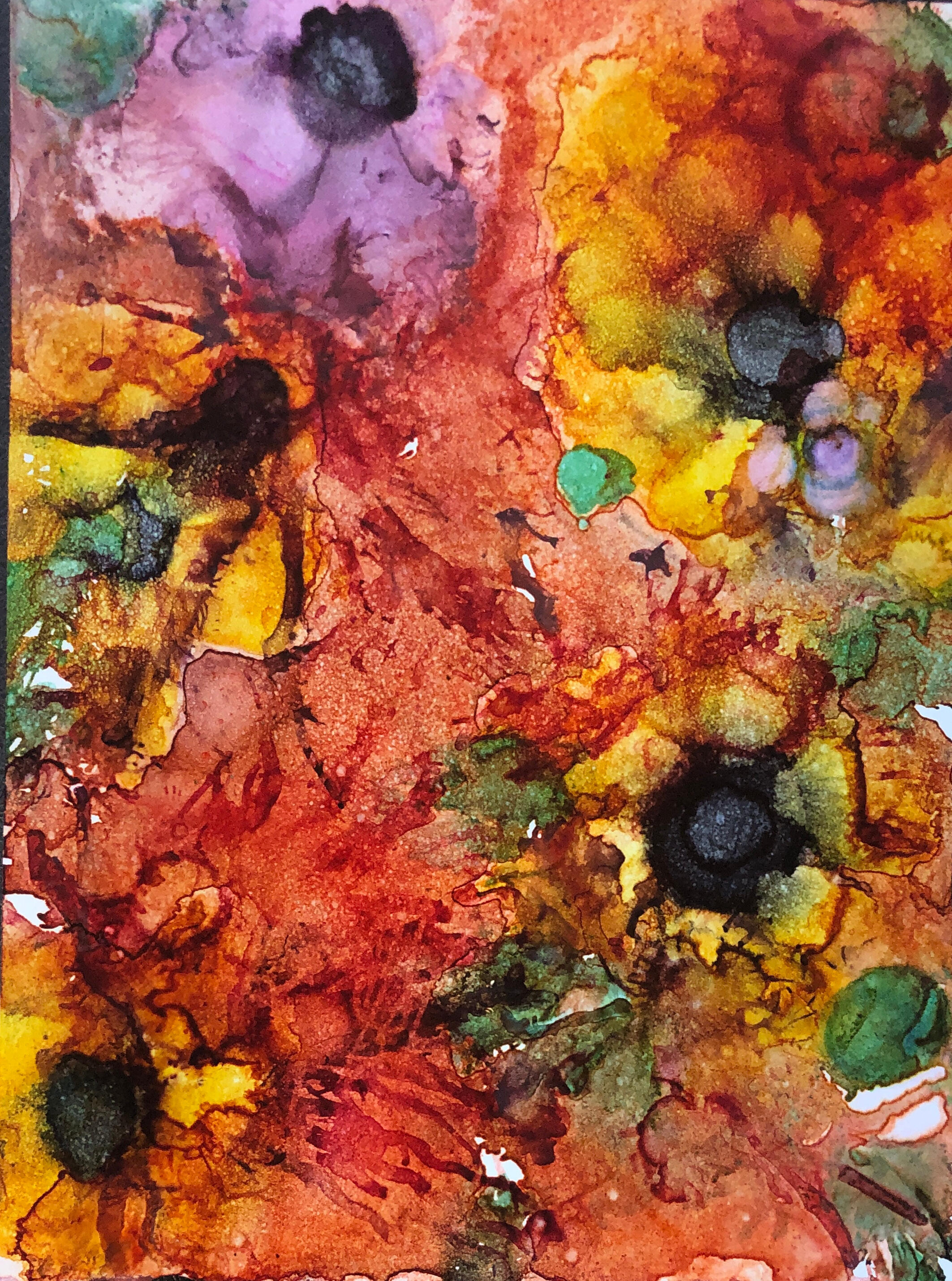 Attempt at yupo paper, alcohol ink and watercolour