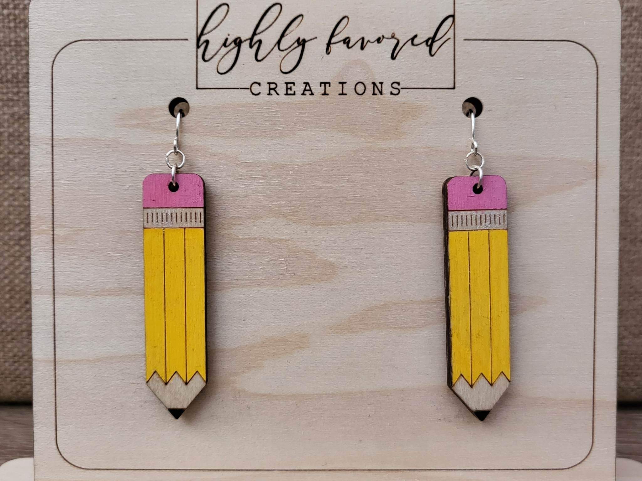 wooden pencil earrings