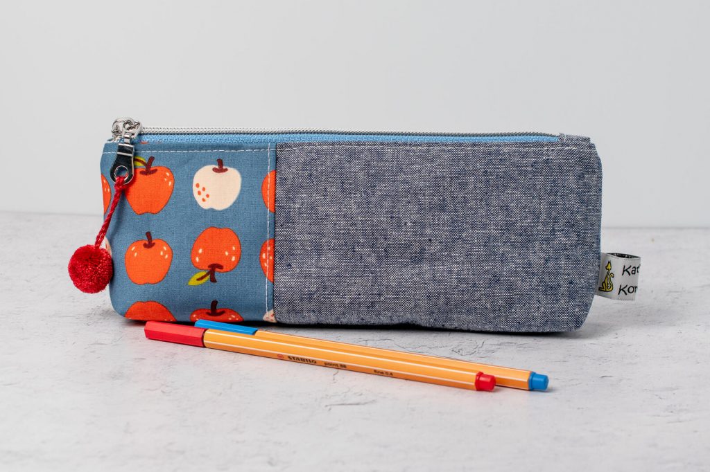 apple fabric pencil case in red