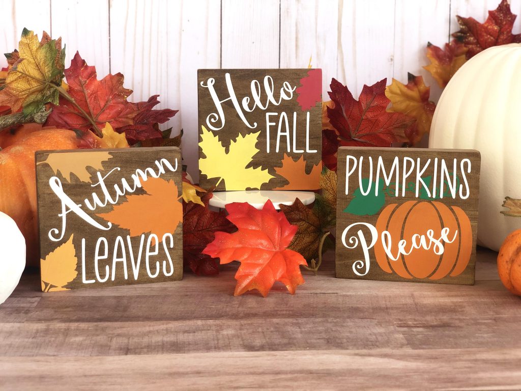 Fall Trio Signs: Hello Fall, Autumn Leaves, Pumpkins Please
