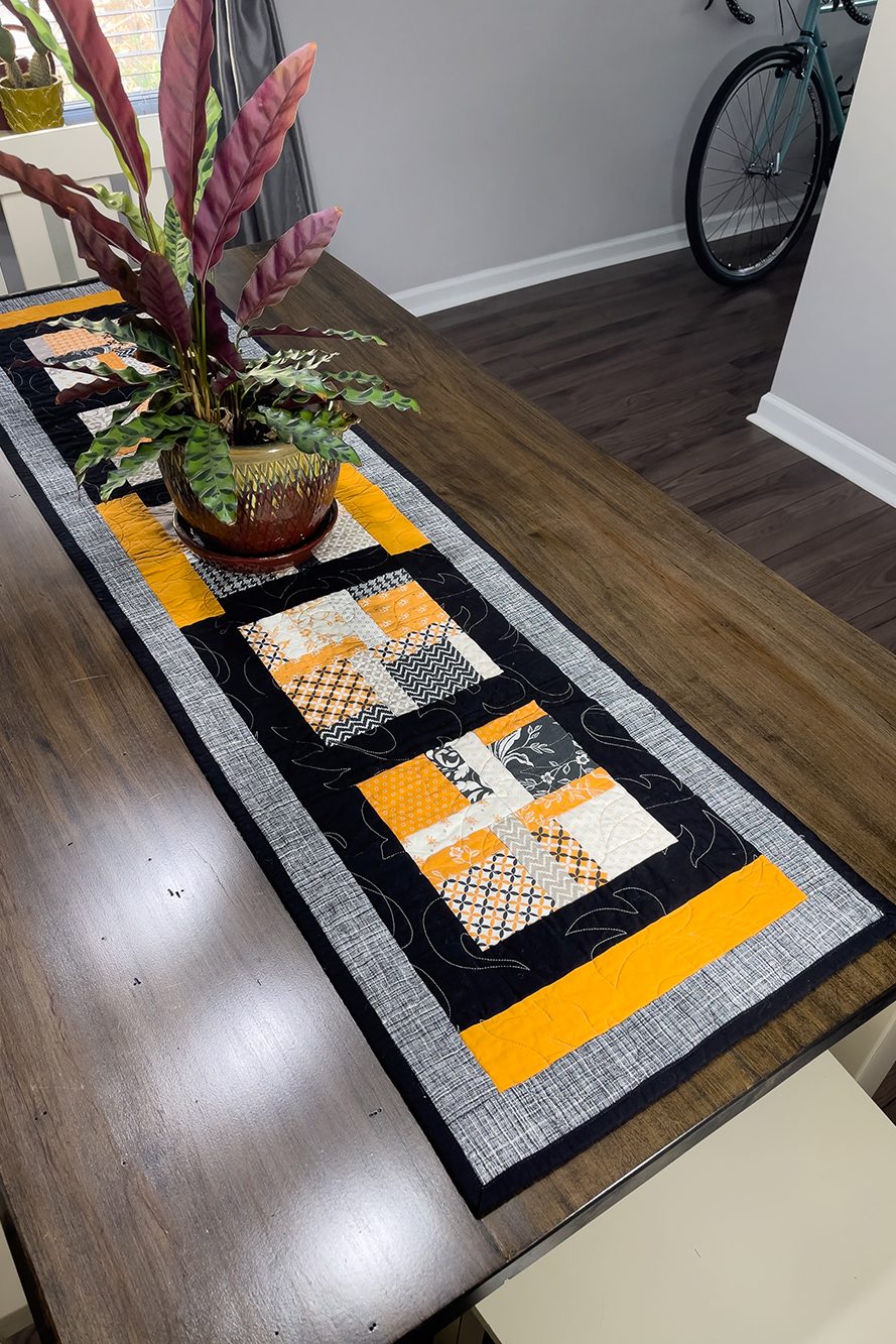 Urban Table Runner in Grey, Yellow and Black