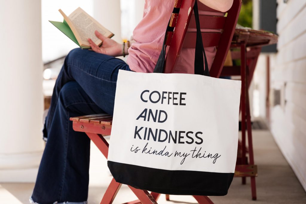 coffee and kindness tote bag