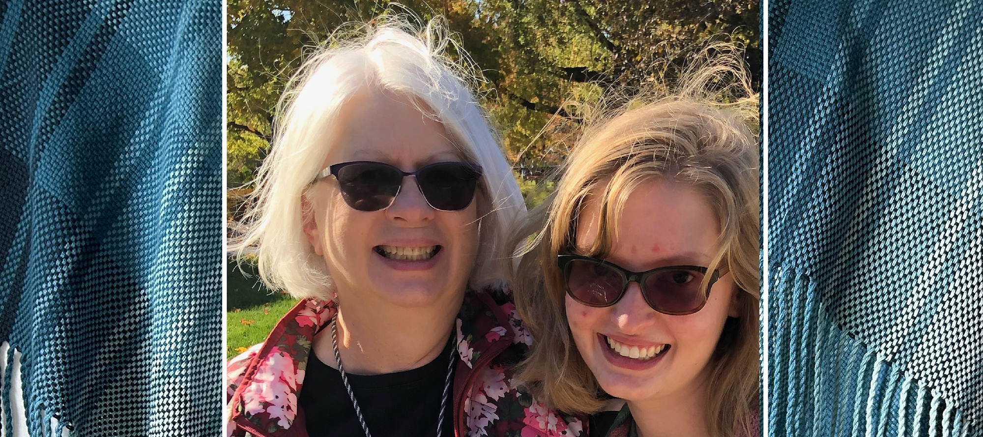 Pam, the maker behind Lyon Handwovens pictured with her daughter