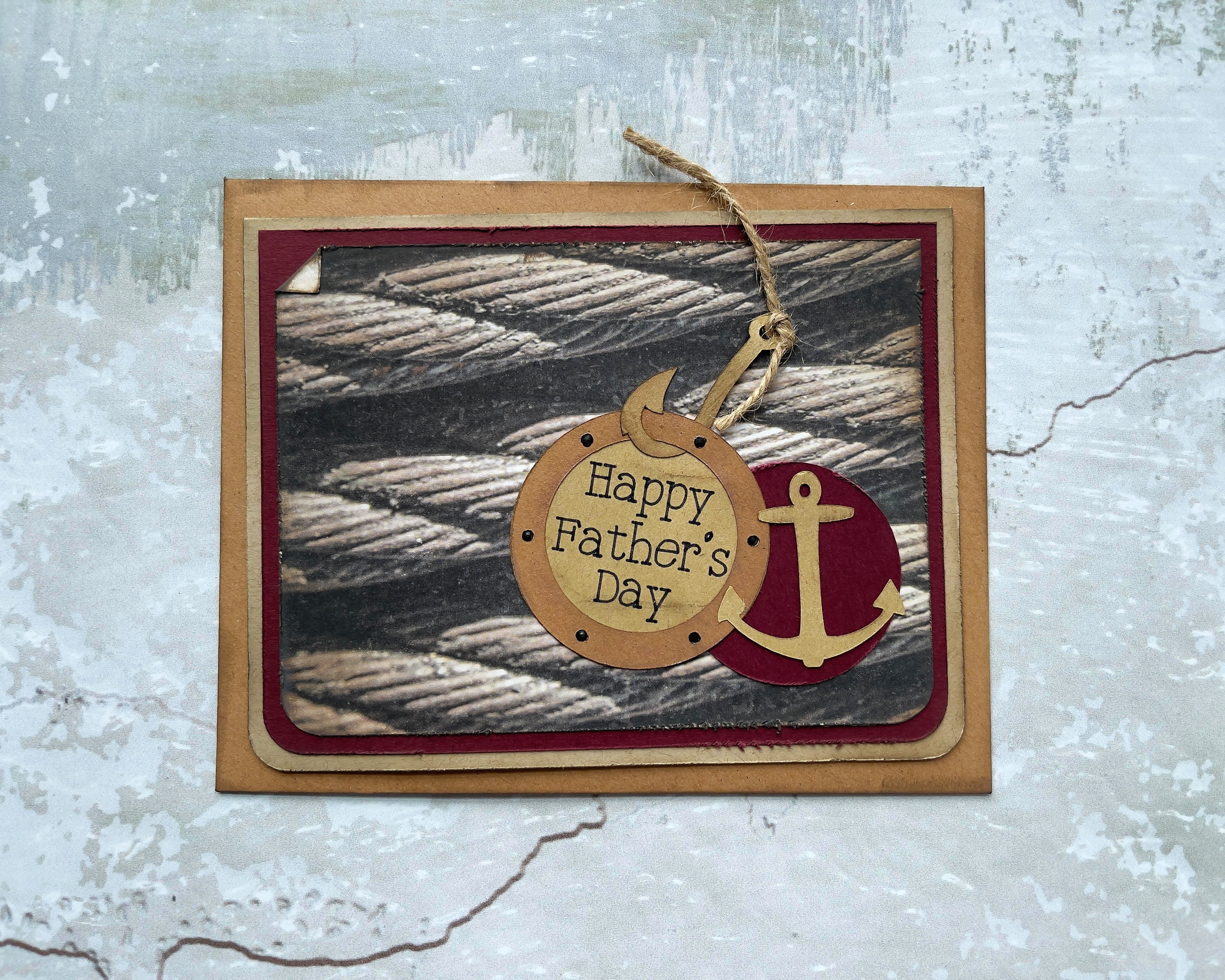 Happy Father's day card with rope background 