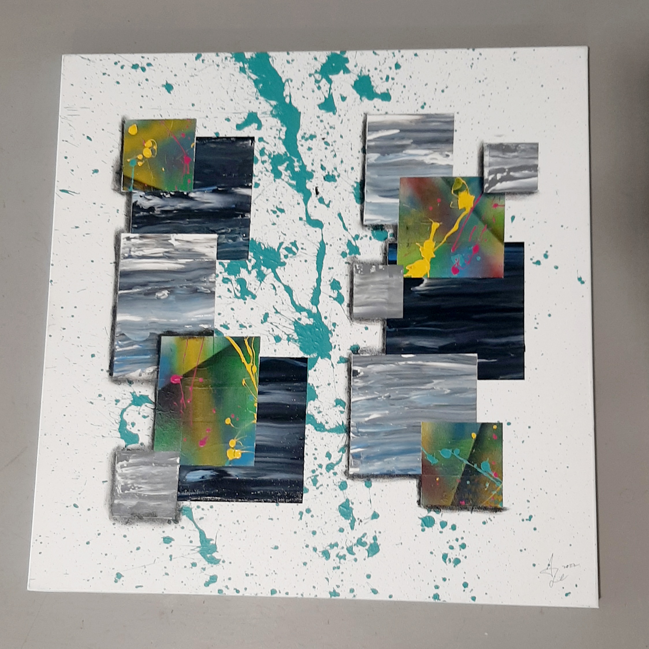 Home & Living Home Decor "Squares" Acrylic Abstract Painting