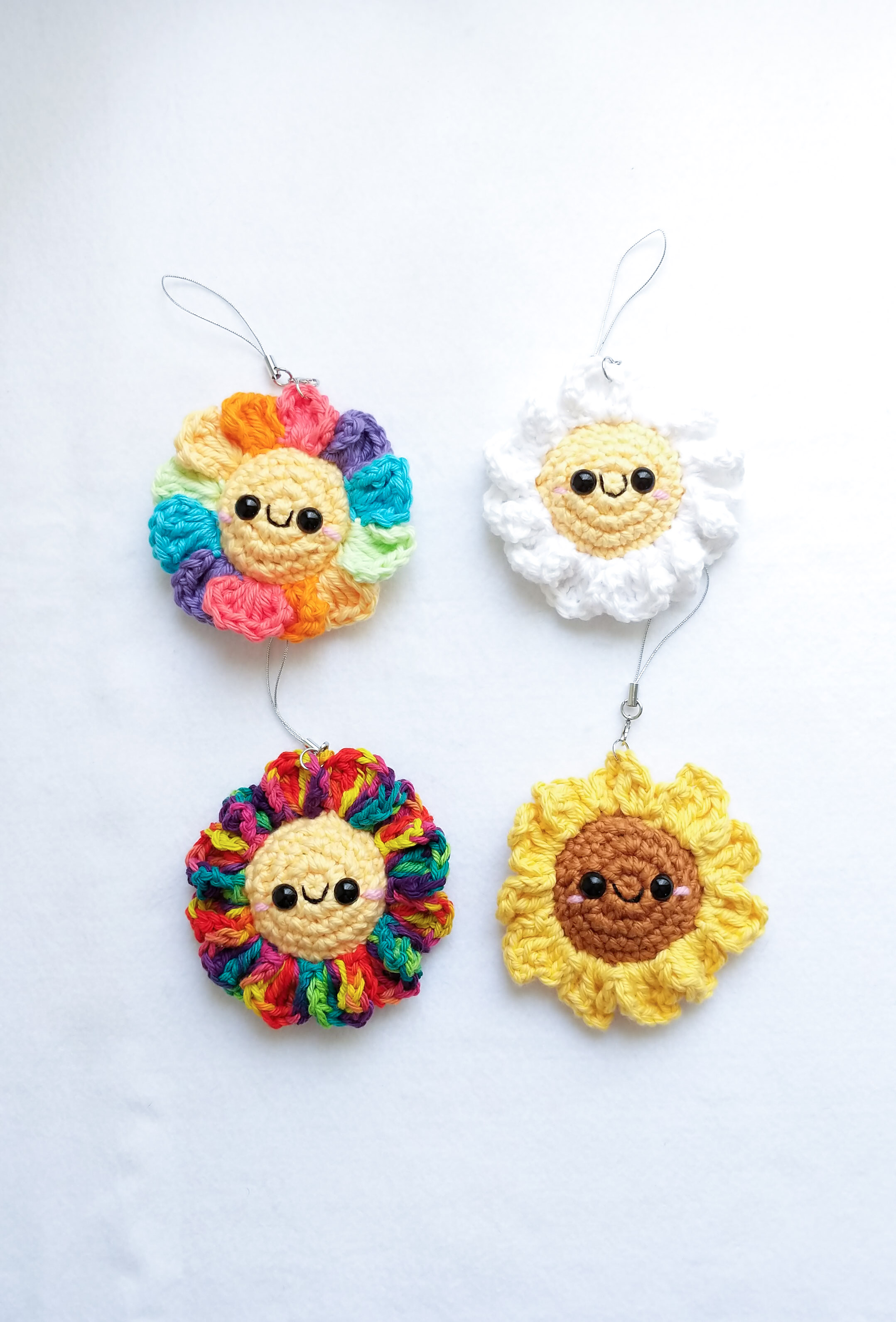 Clothing & Accessories Keychains & Lanyards Crochet Flower Keychain Amigurumi Flower (1)