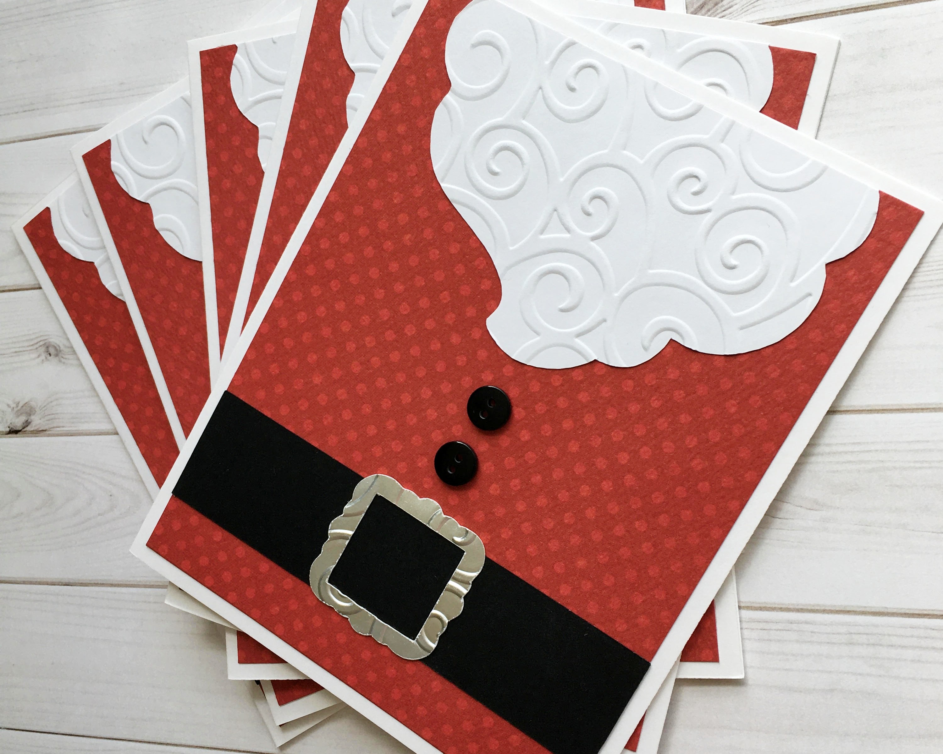 Santa Clause suit and beard Christmas cards