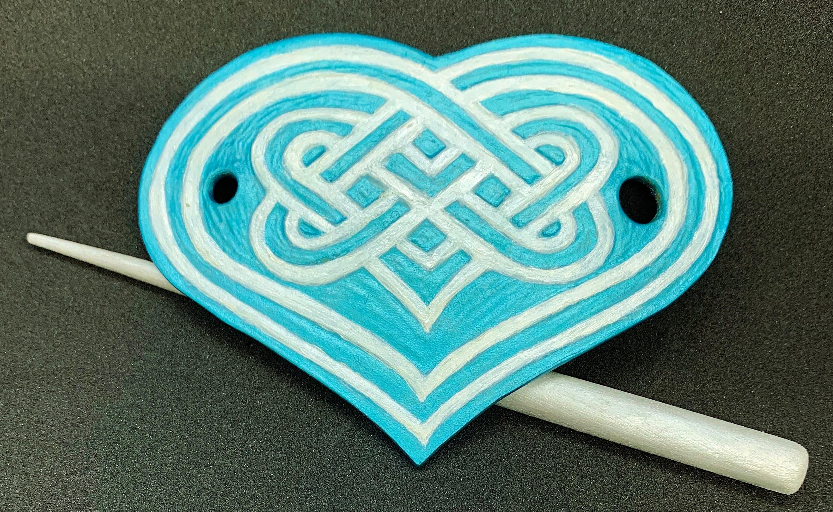 Products Celtic Knot Leather Heart Stick Barrette