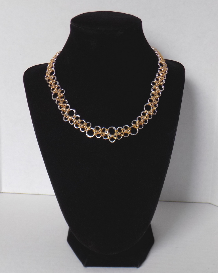 silver and gold plated Japanese Lace chainmaille choker 16 inches long by RainbowMaille