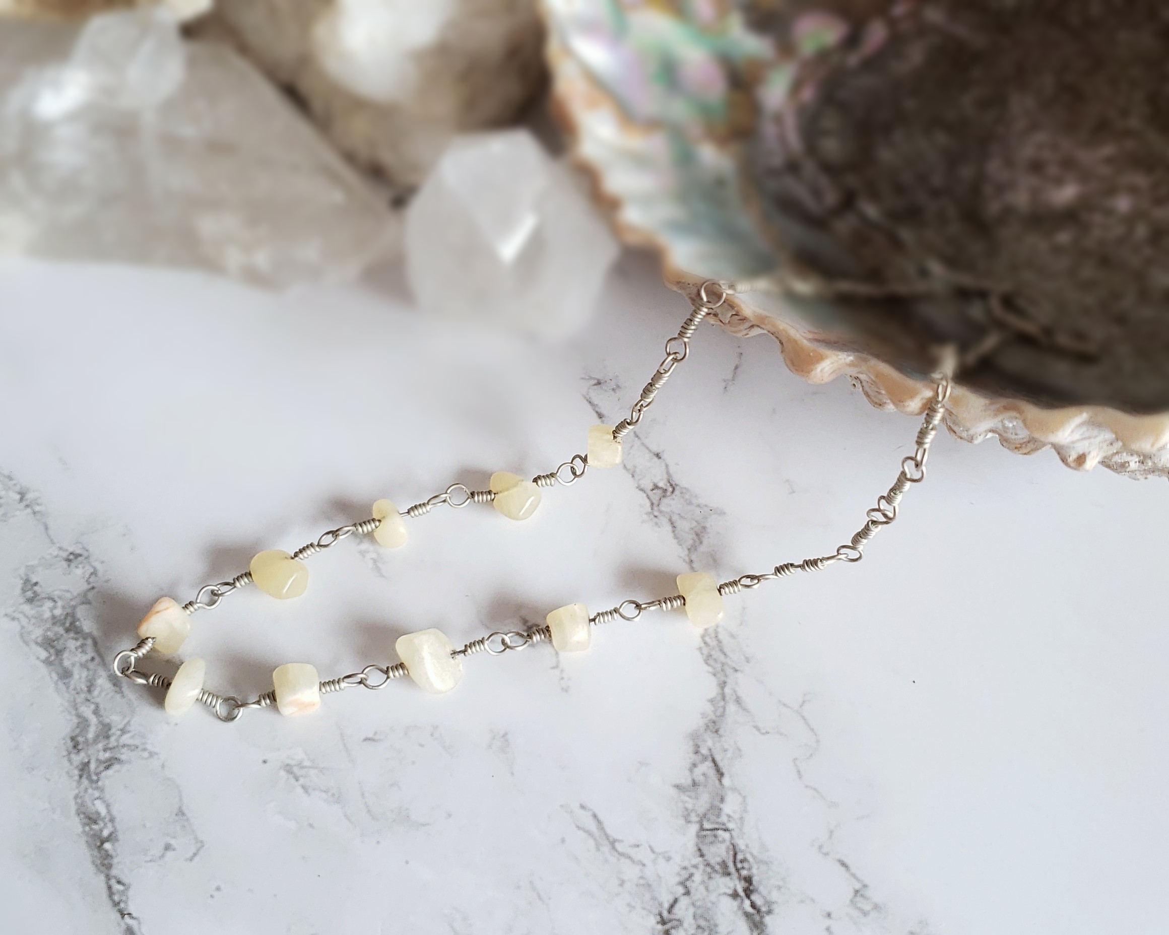 Yellow Fluorite Sterling Silver Necklace