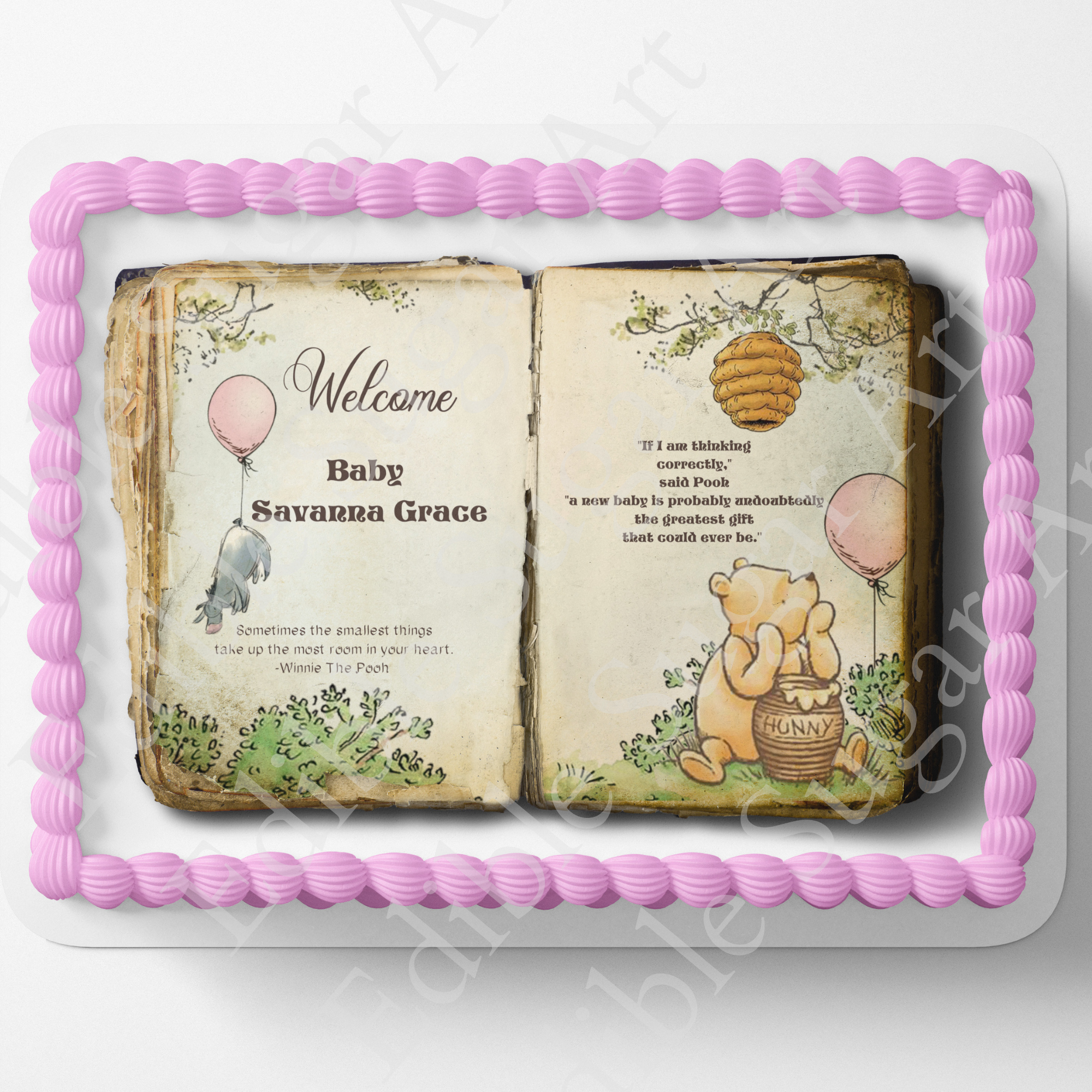 Pooh Bear Baby Shower Cake Topper Edible Image