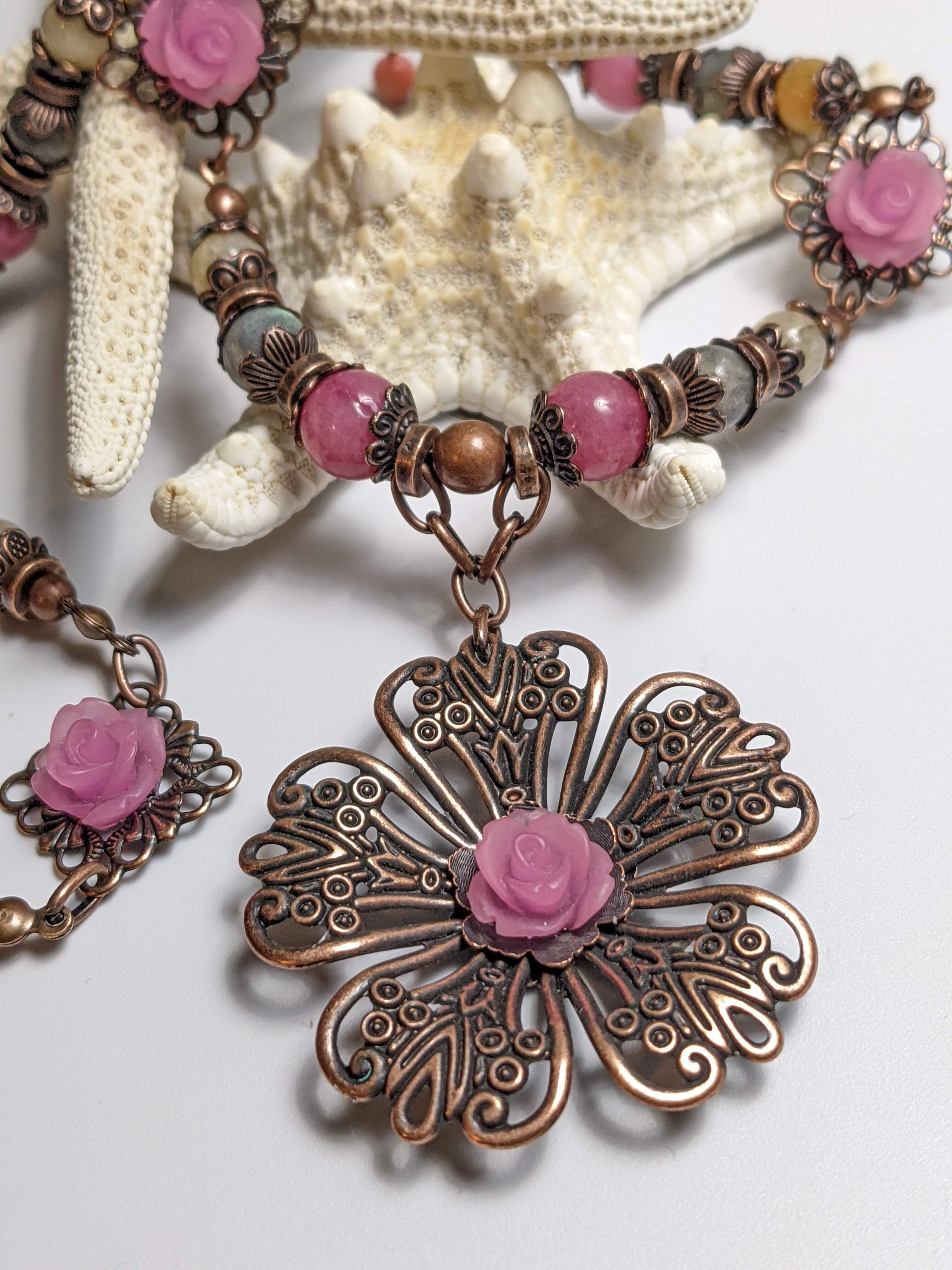 Jewelry Labradorite, Quartzite, Natural Stone Set