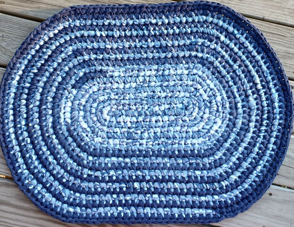 Home & Living Home Decor navy blue rag rug