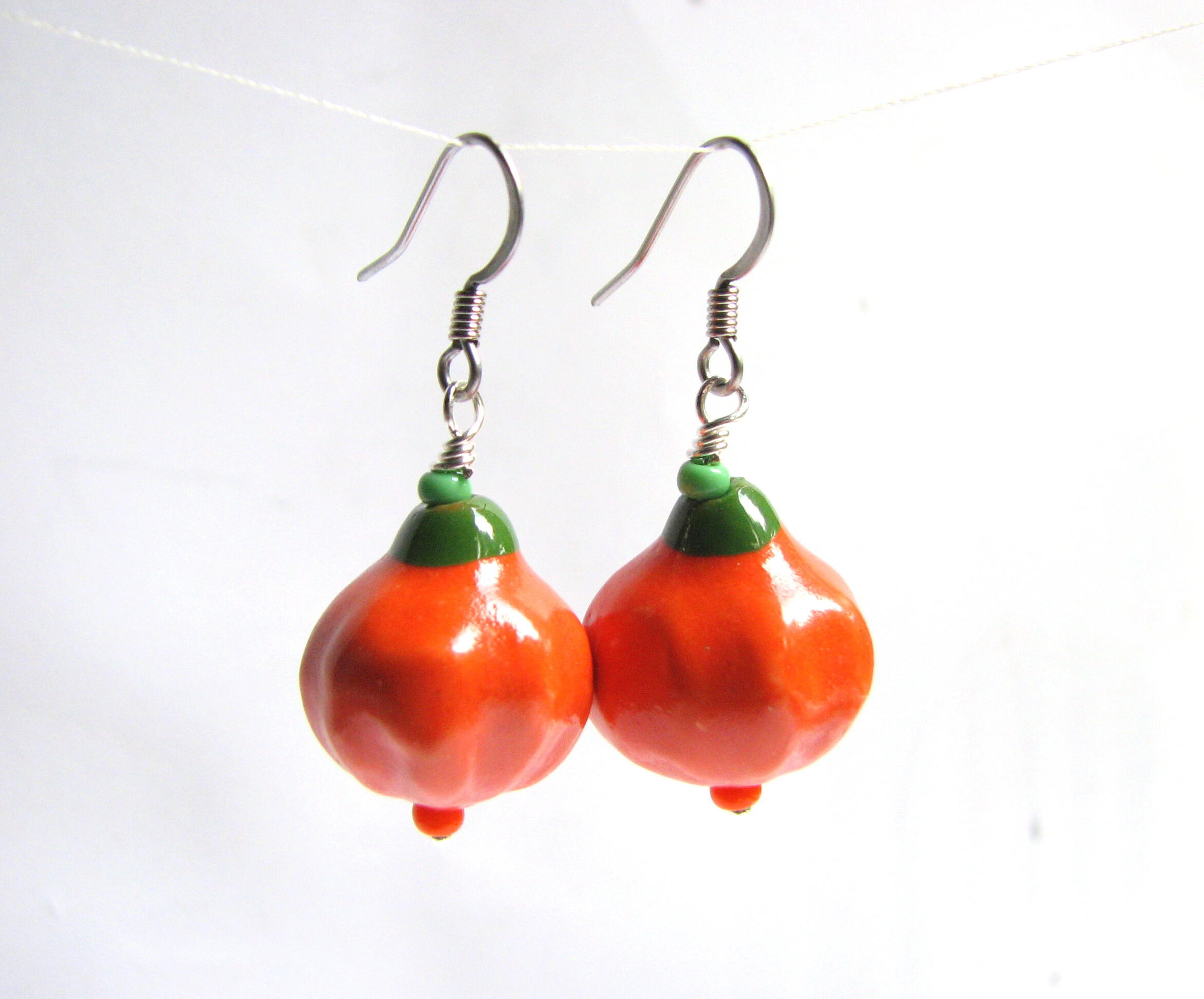 orange pumpkin dangle earrings