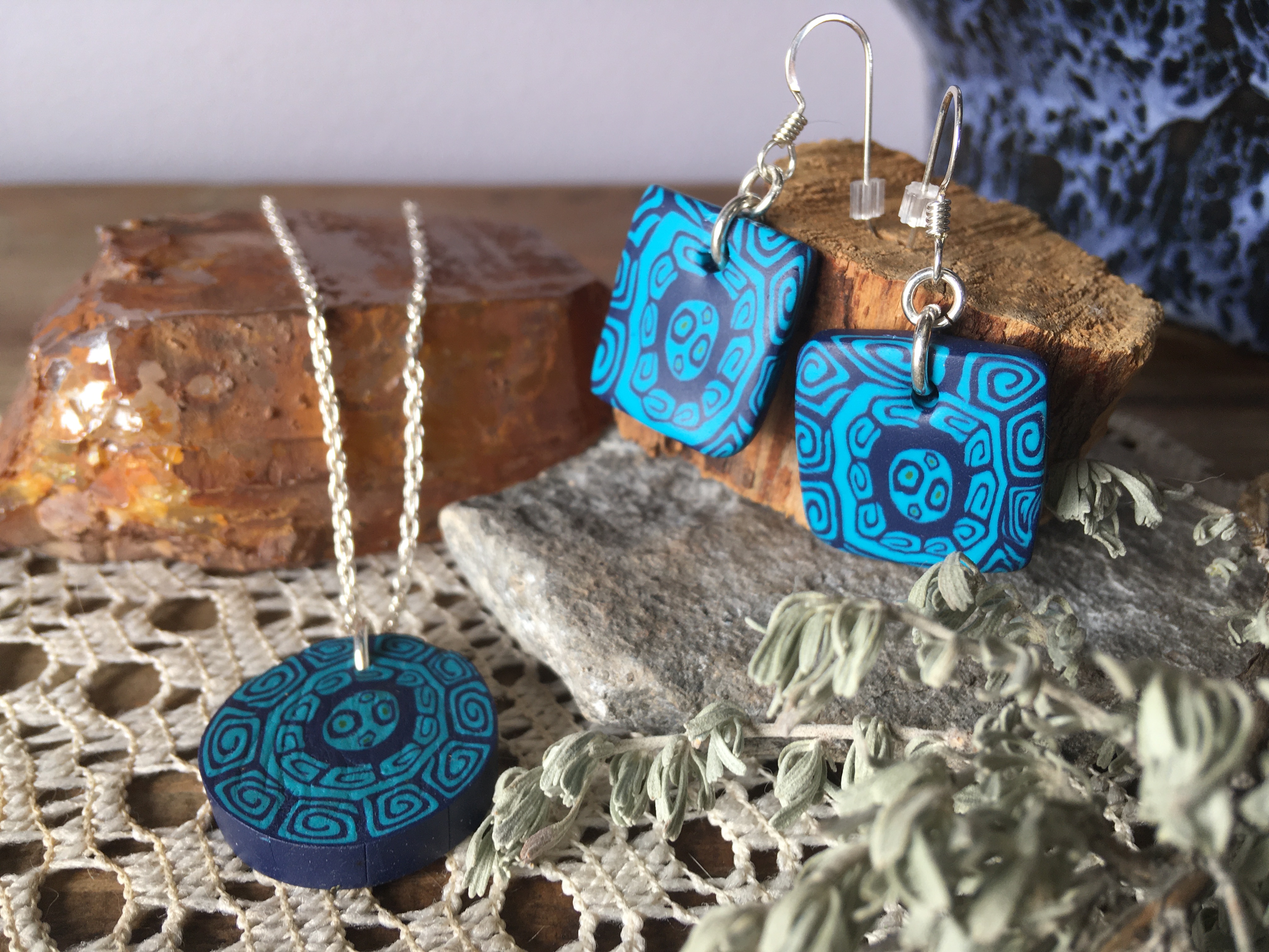 Handmade Polymer Clay Earrings - Turquoise Gem Dangles - Ready to Ship –  Simply Affinity