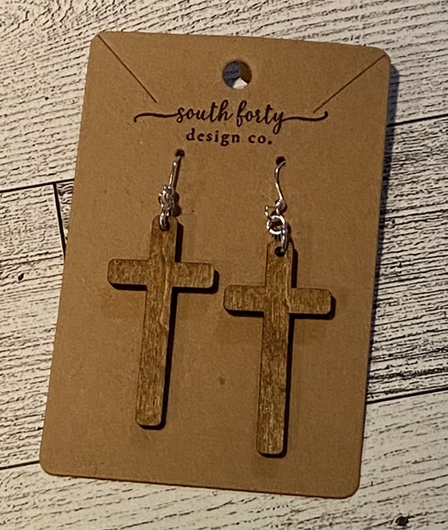Jewelry Wood Cross Earrings