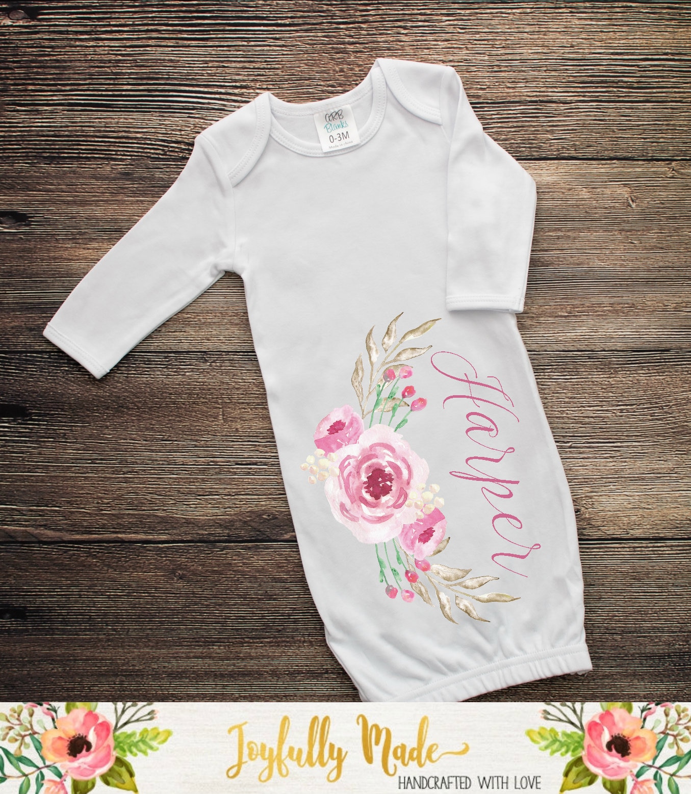 Products :: Infant Girl Gown Personalized Baby Gift Girl Newborn Girl