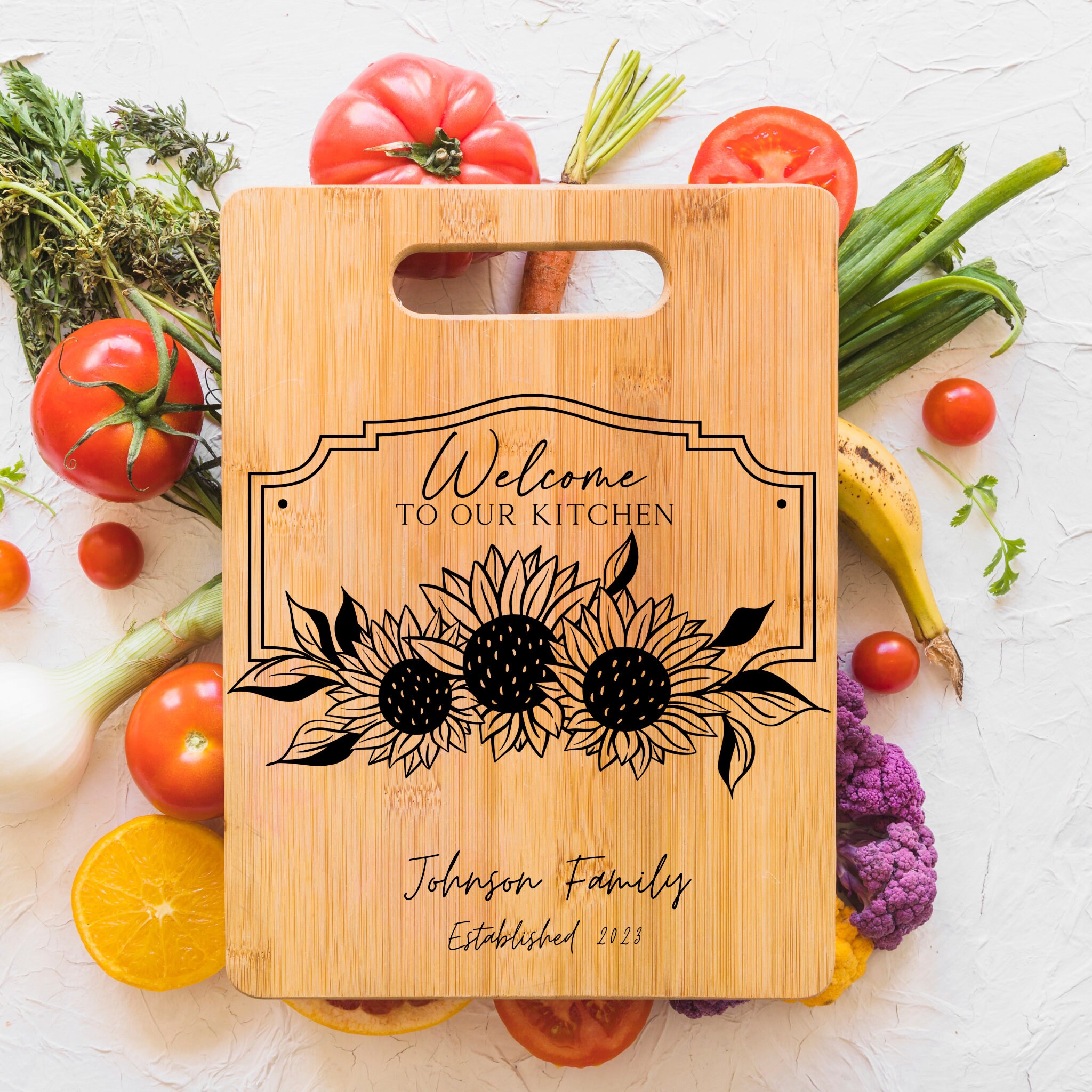 Family Name Personalized Bamboo Cutting Board