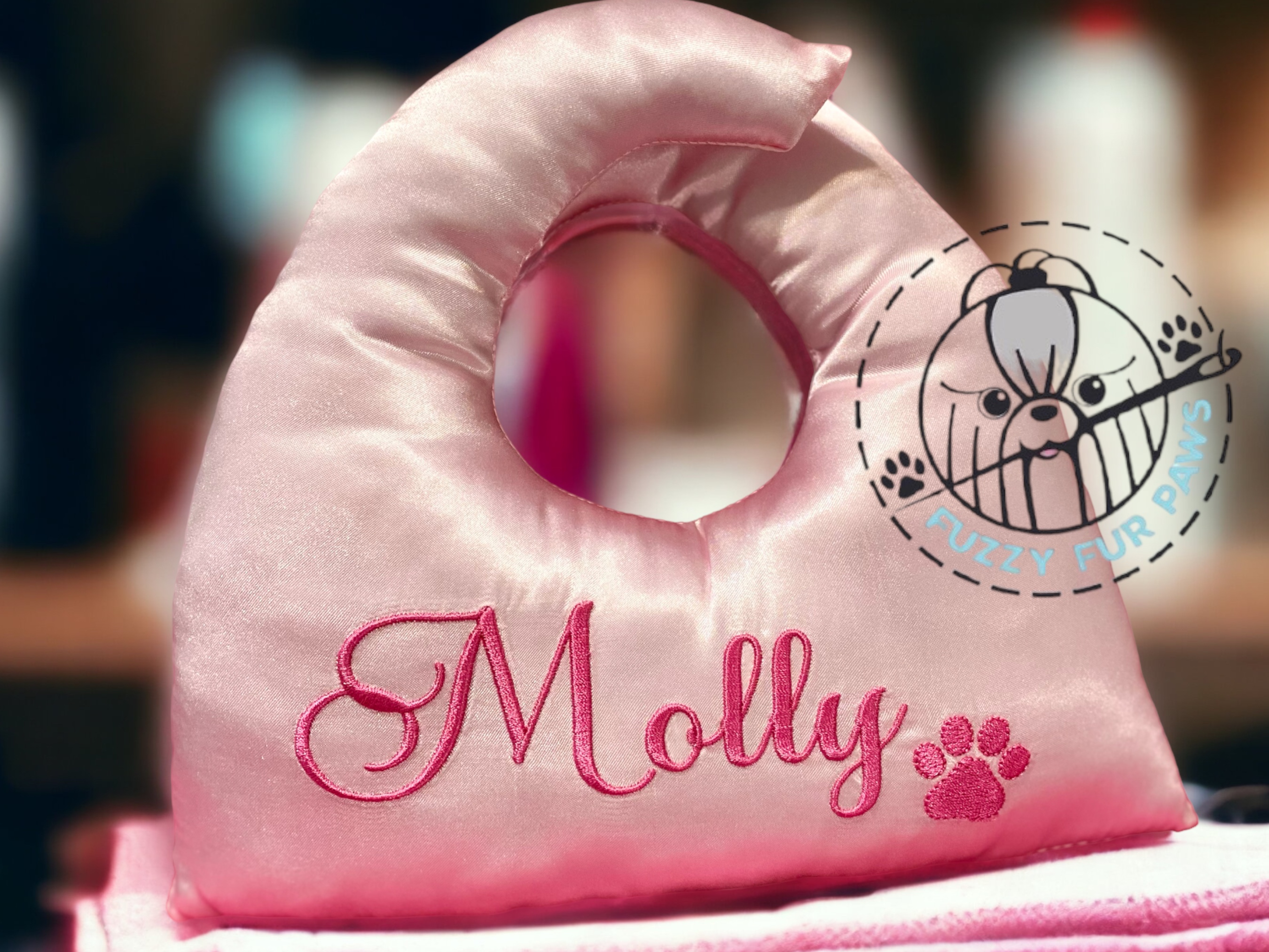 Satin Top Knot Dog Grooming Pillow