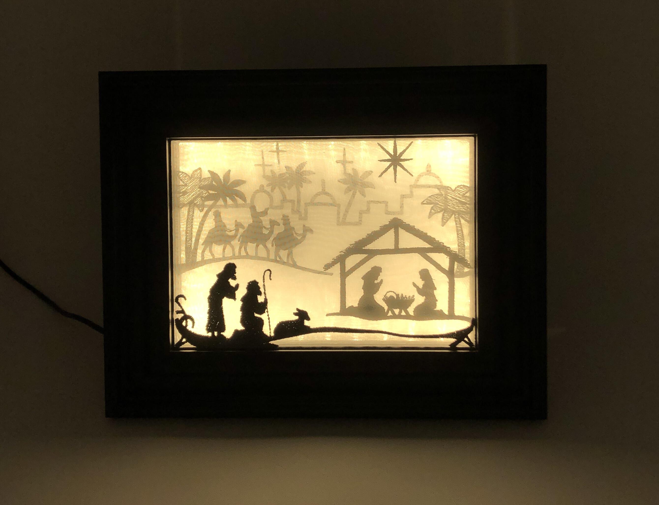 5" x 7" Embroidered Nativity Set Framed Indoor Tabletop Nativity