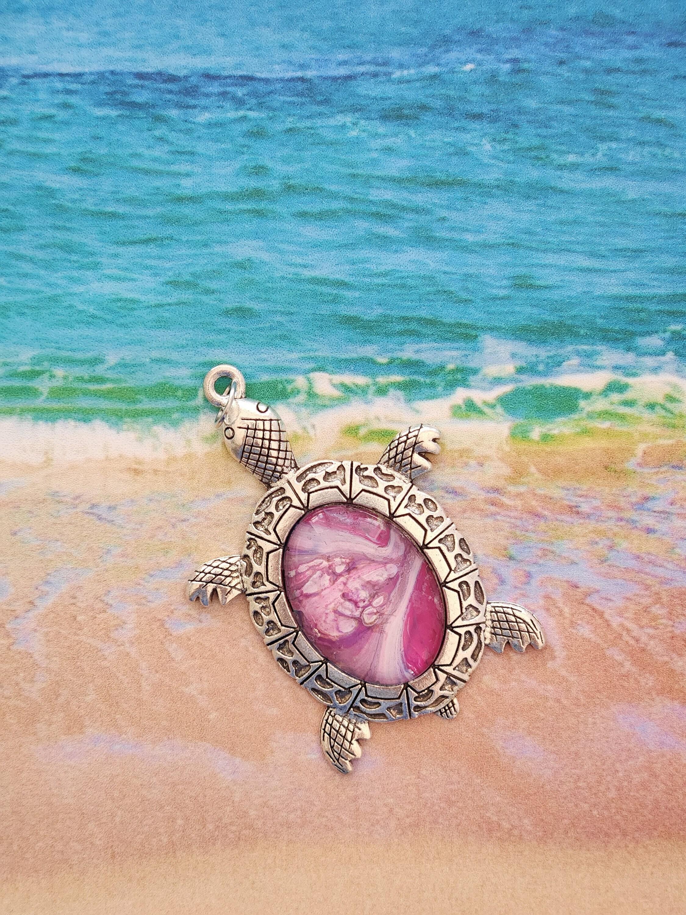 Products Turtle Pendant Necklace, acrylic paint pour animal necklace