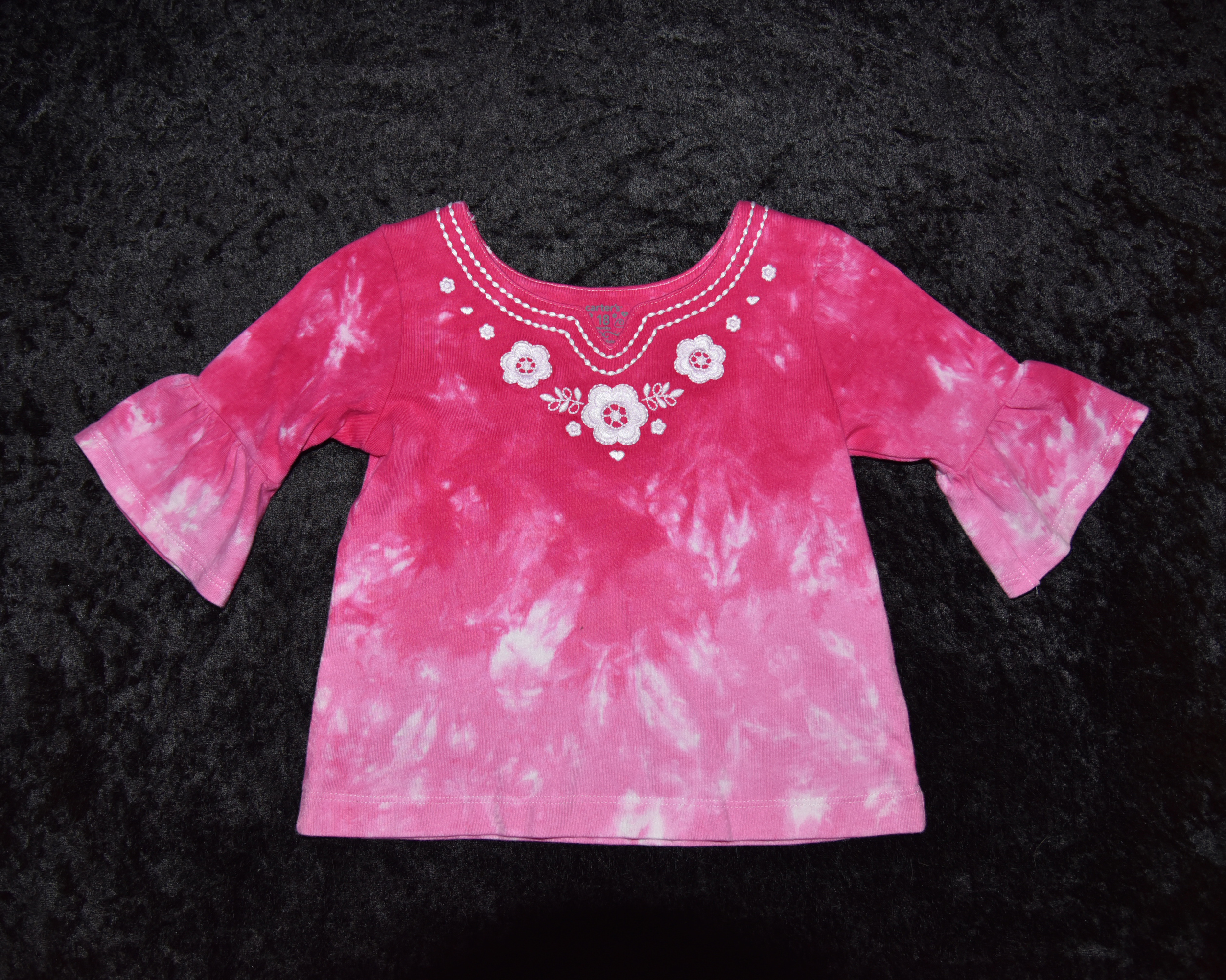 18mo Bell-sleeved Shirt - Hot Pink Gradation