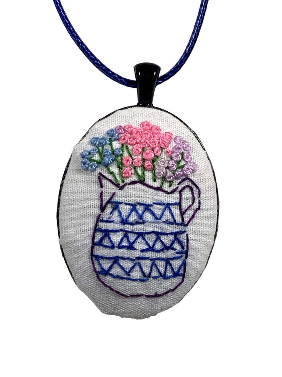 Jewelry :: Necklaces :: Pendants :: Pitcher of Blue Flowers Necklace ...