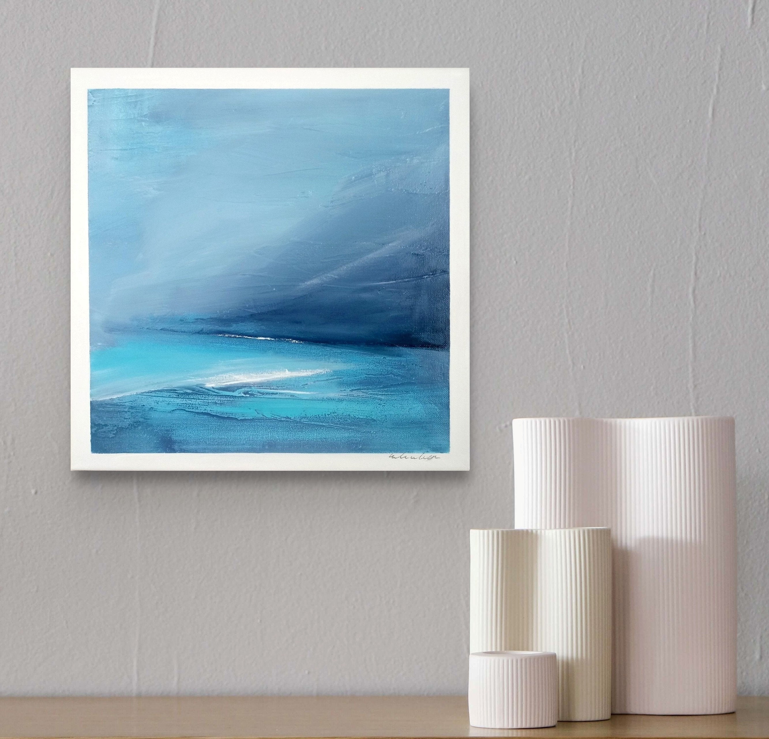Fine Art & Collectibles Painting Small Abstract Ocean Painting
