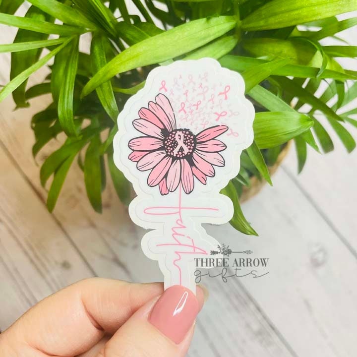 Products Breast Cancer Faith Sunflower Sticker Choose Your Size