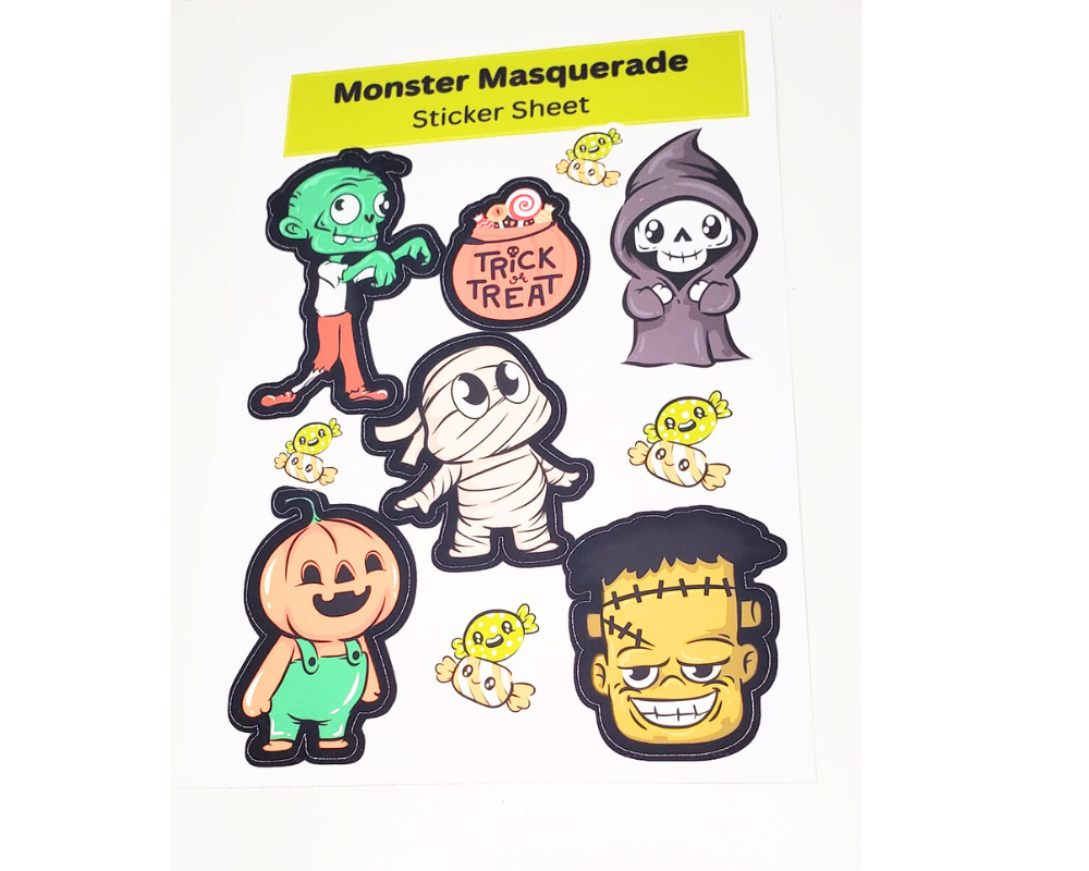 Sticker Sheet - waterproof - monster masquerade