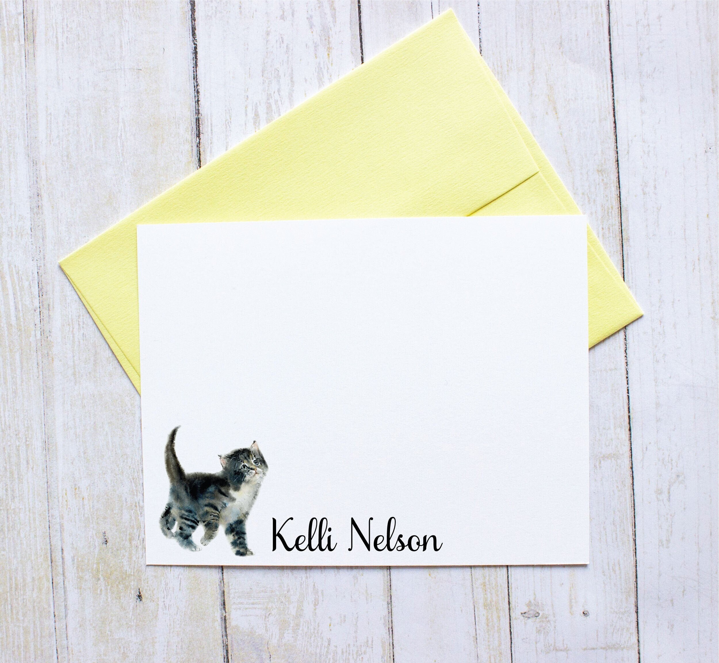 Personalized For Kids Kitten Stationery Set for Girls, Cute Cat