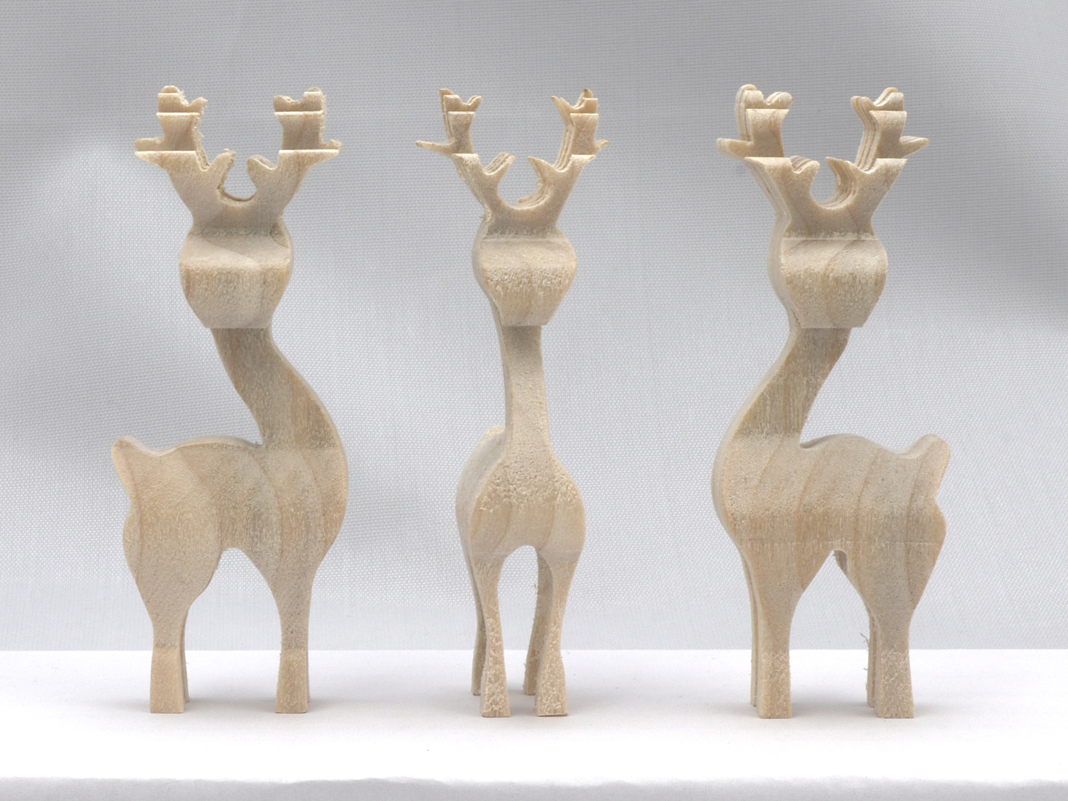 Reindeer Herd Set of Three Christmas Decoration Handmade Unfinished