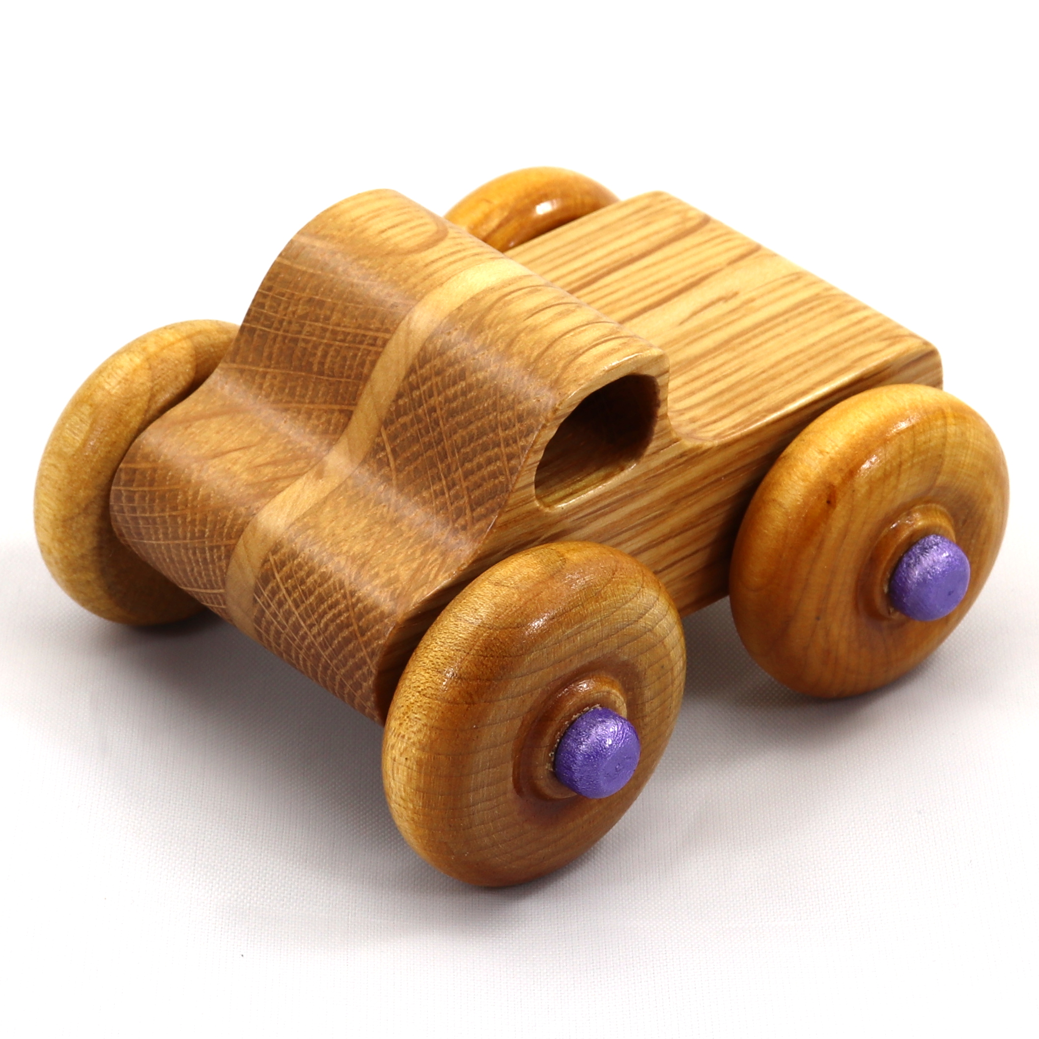 Handmade Wood Toy Monster Pickup Truck Finished with Satin Polyurethane, Shellac, and Metallic Purple Paint From My  Play Pal Collection